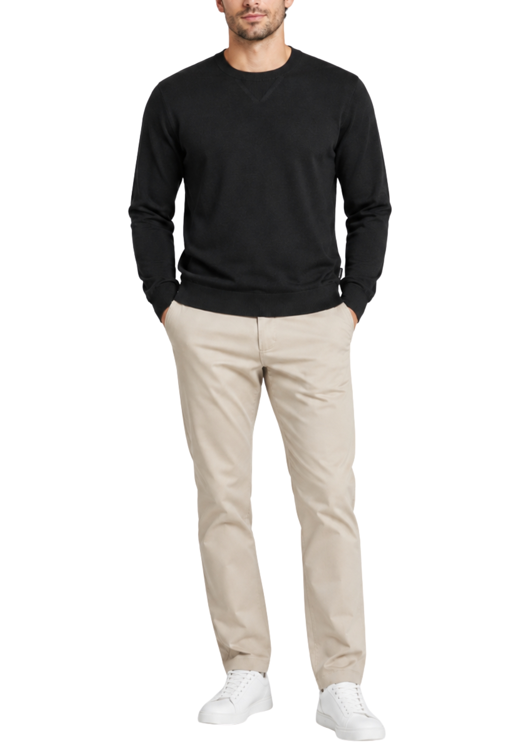MAGLIA GIROCOLLO IN LYOCELL E LANA UOMO NERO