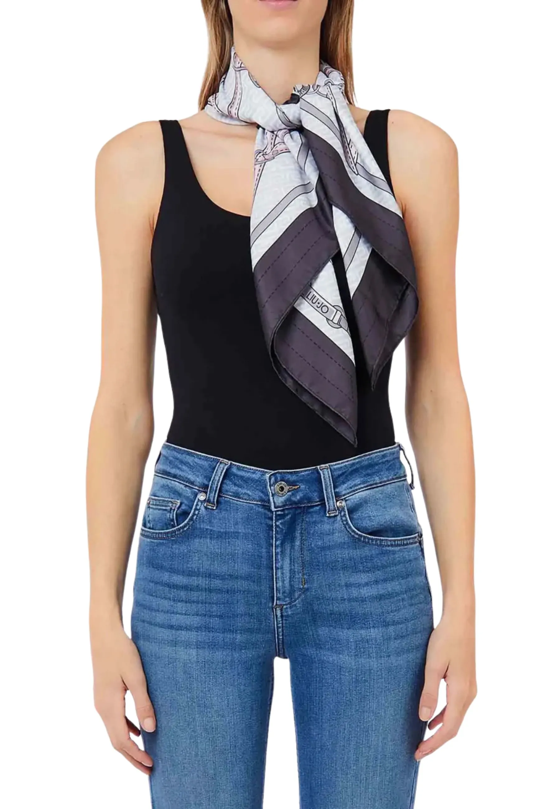 FOULARD GRANDE CON LOGO MONOGRAM LIU JO DONNA NERO