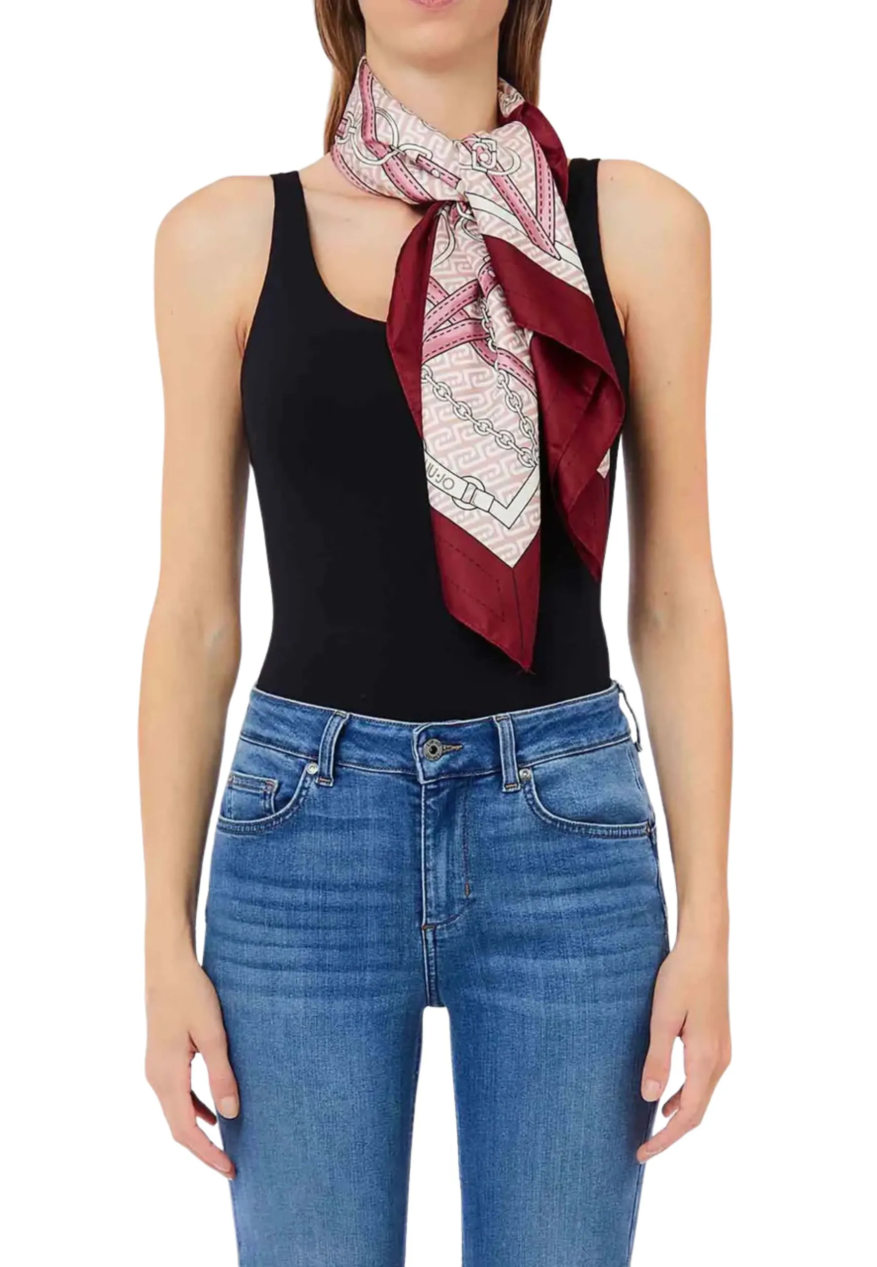 FOULARD GRANDE CON LOGO MONOGRAM LIU JO DONNA BORDEAUX