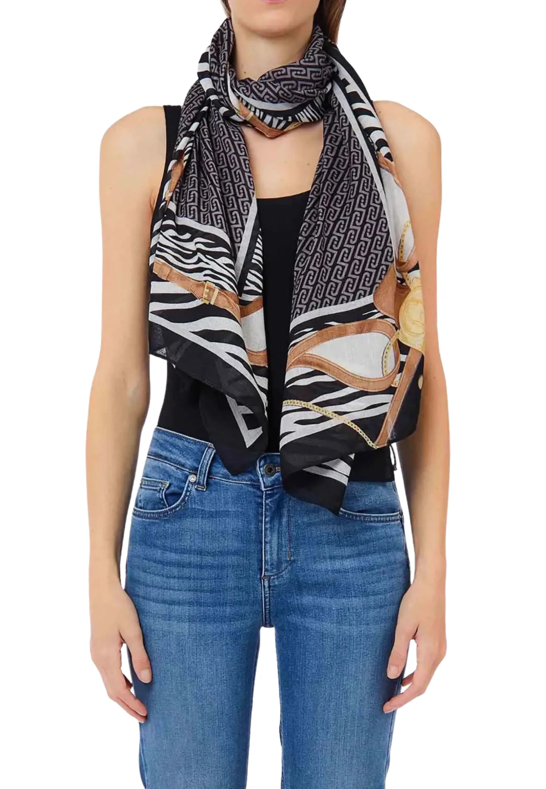 STOLA ANIMALIER CON CINTURINI DONNA