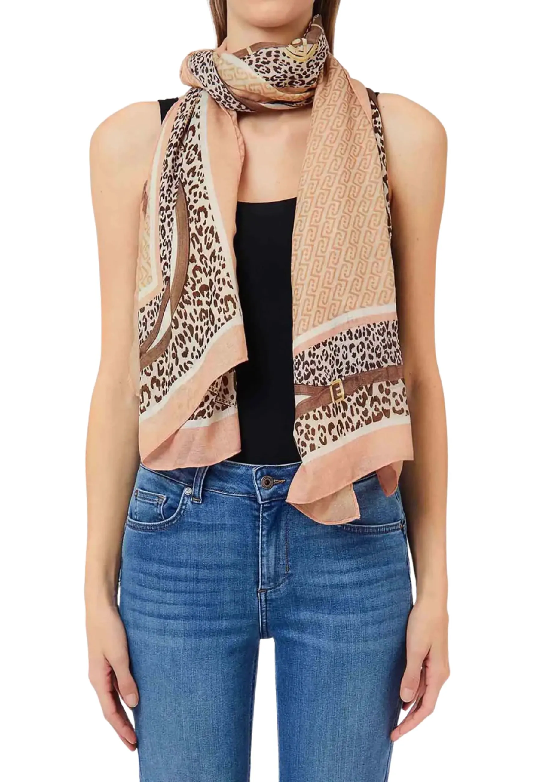 STOLA ANIMALIER CON CINTURINI DONNA ROSA