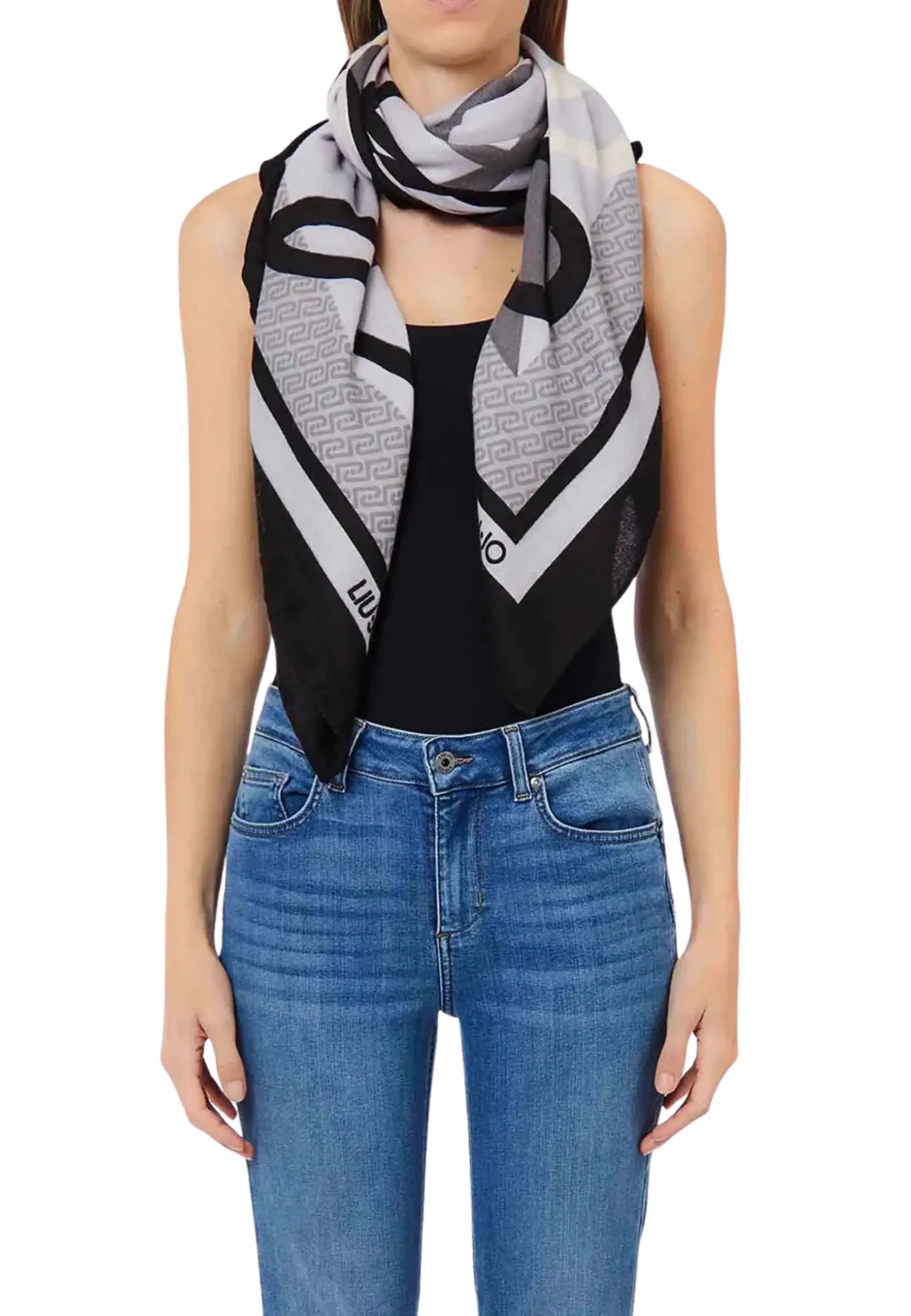 FOULARD 2F6068T2745 LOGO MONOGRAM DONNA NERO