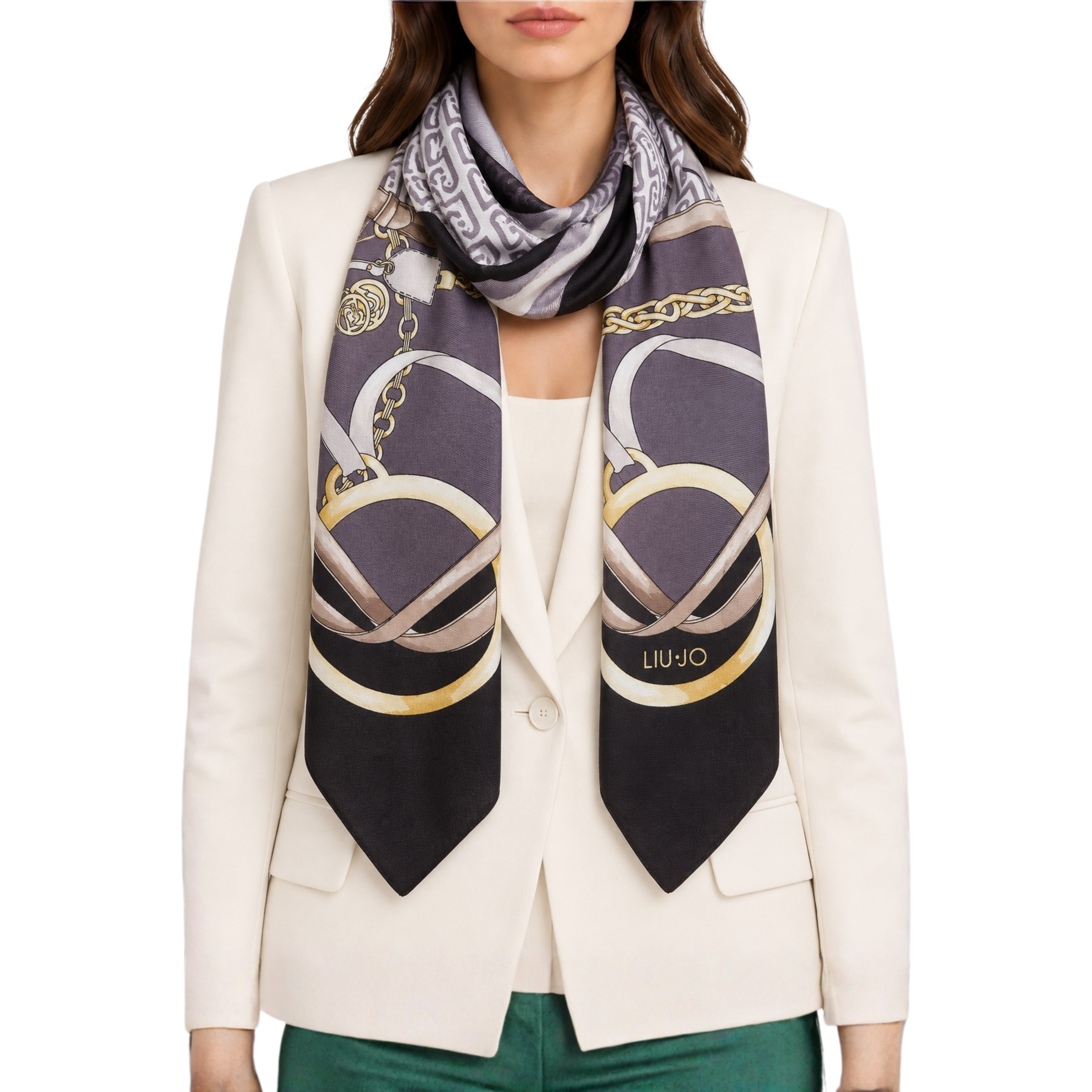 FOULARD GRANDE CON STAMPA DONNA NERO