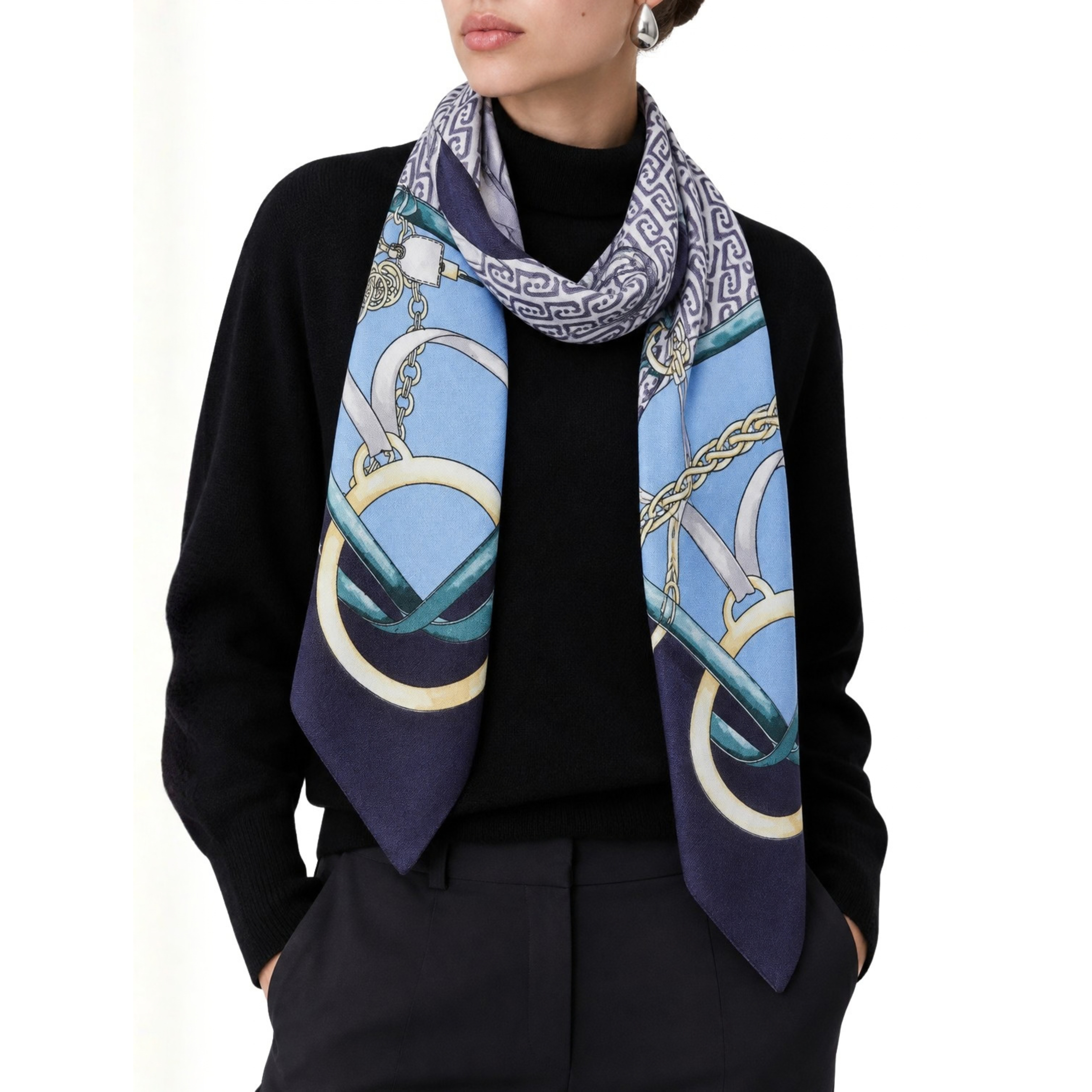 FOULARD GRANDE CON STAMPA DONNA BLU