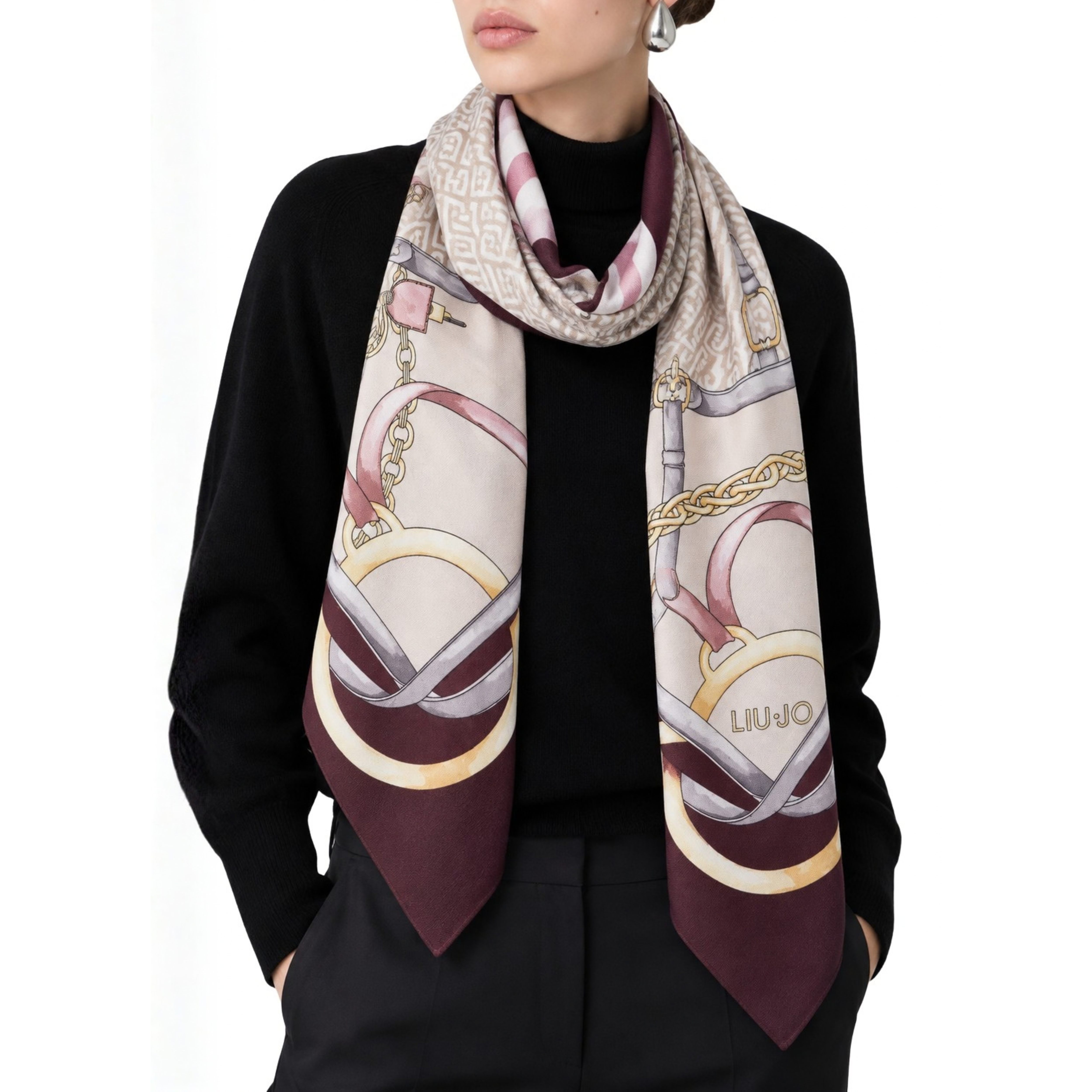 FOULARD GRANDE CON STAMPA DONNA BORDEAUX