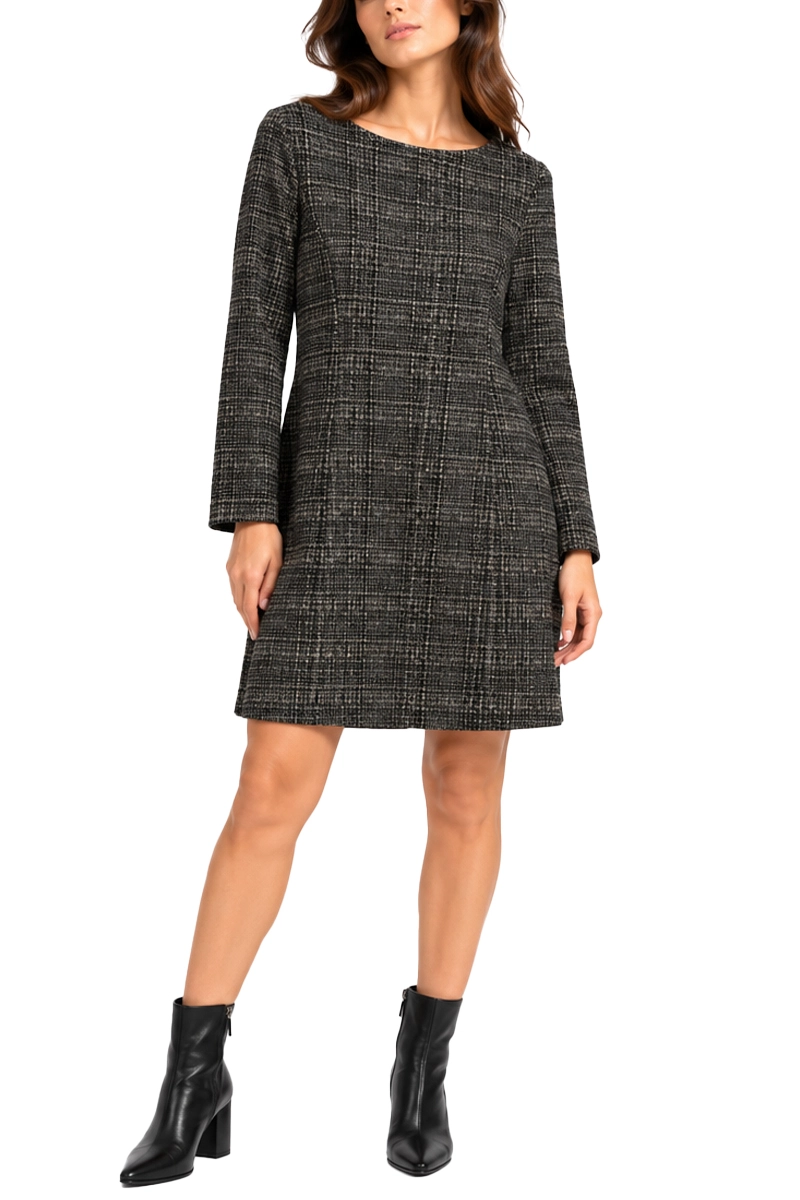 VESTITO CORTO CON TESSUTO MISTO MATERICO DONNA NERO