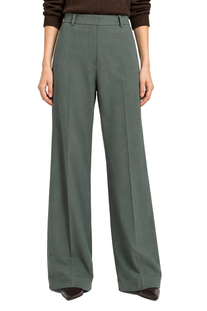 PANTALONI PALAZZO CON PIEGA STIRATA E TASCHE A FILETTO DONNA VERDE