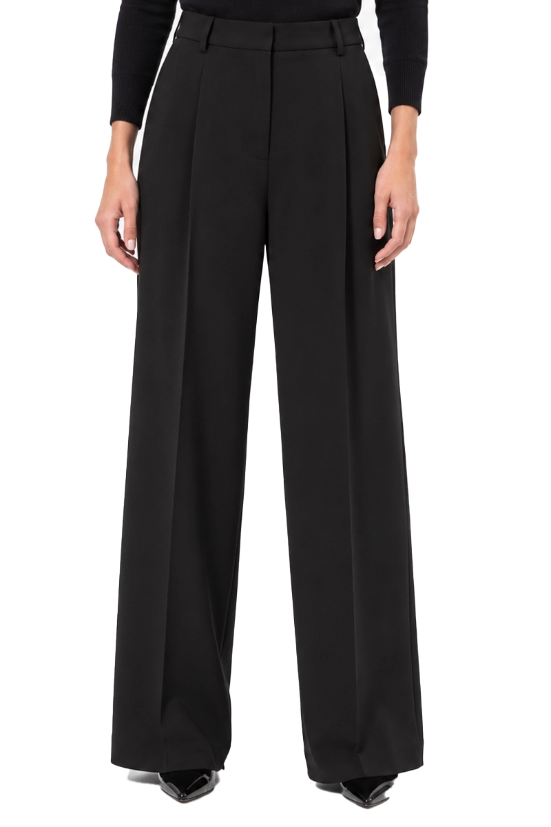 PANTALONI PALAZZO CON PIEGA STIRATA E TASCHE A FILETTO DONNA NERO