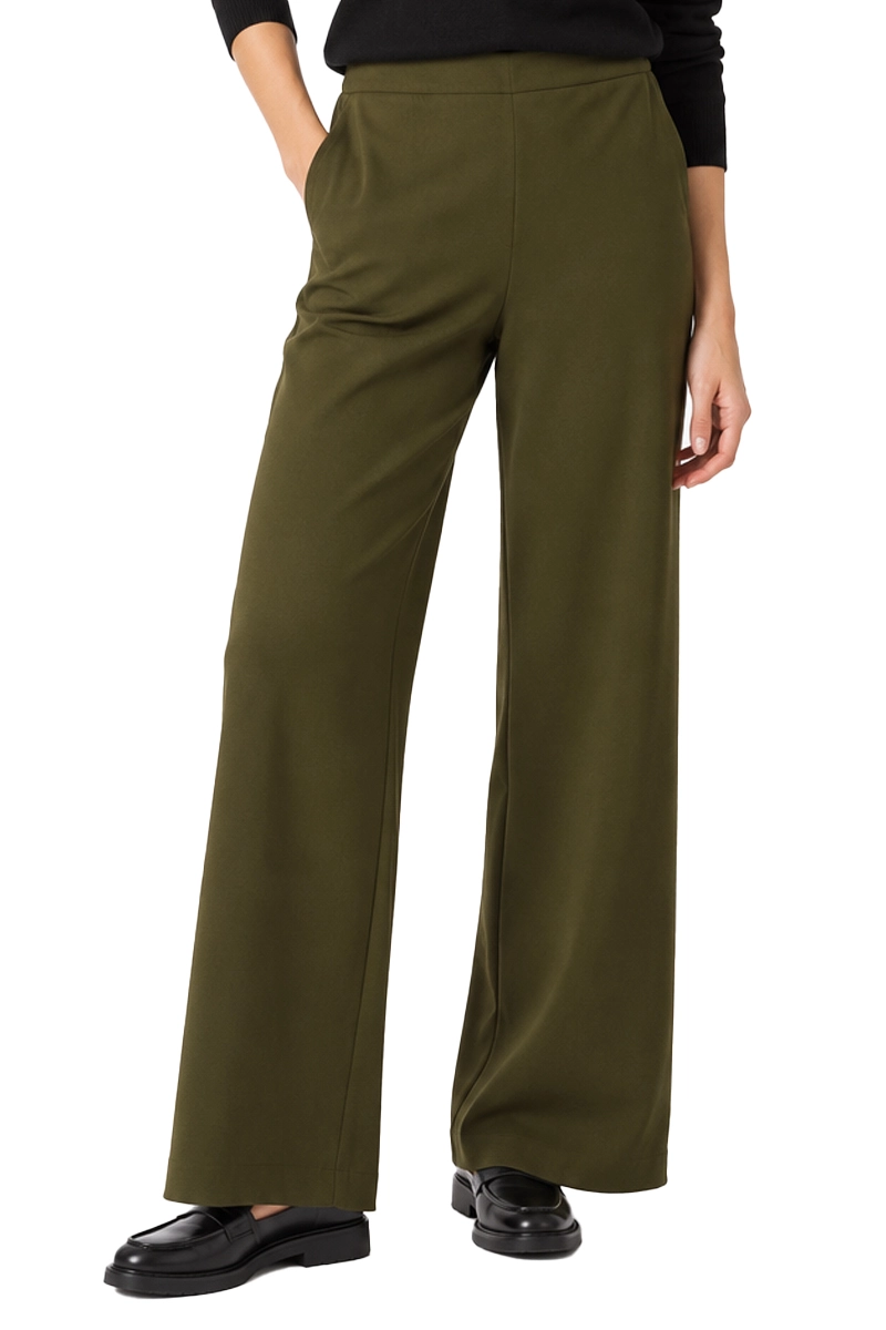 PANTALONI PALAZZO IN TESSUTO MISTO LANA DONNA VERDE