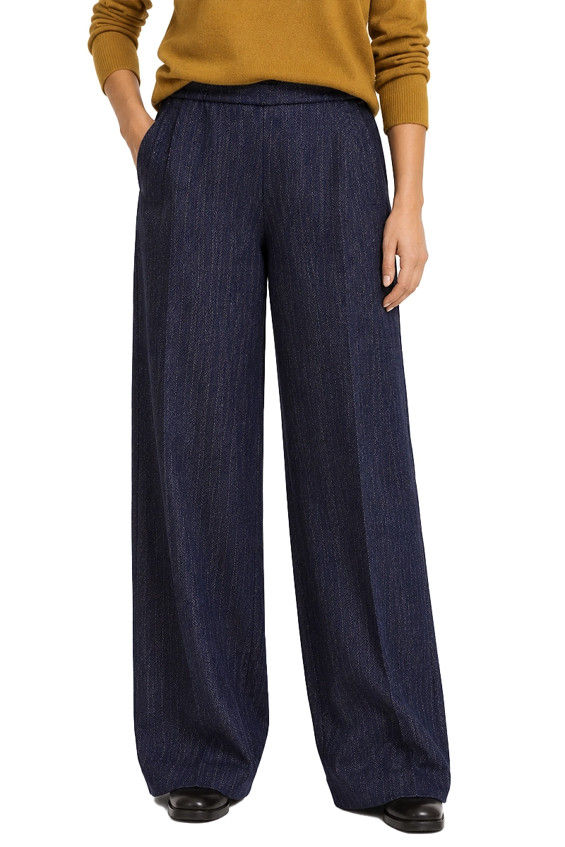PANTALONI PALAZZO IN MISTO LANA SPIGATO DONNA BLU