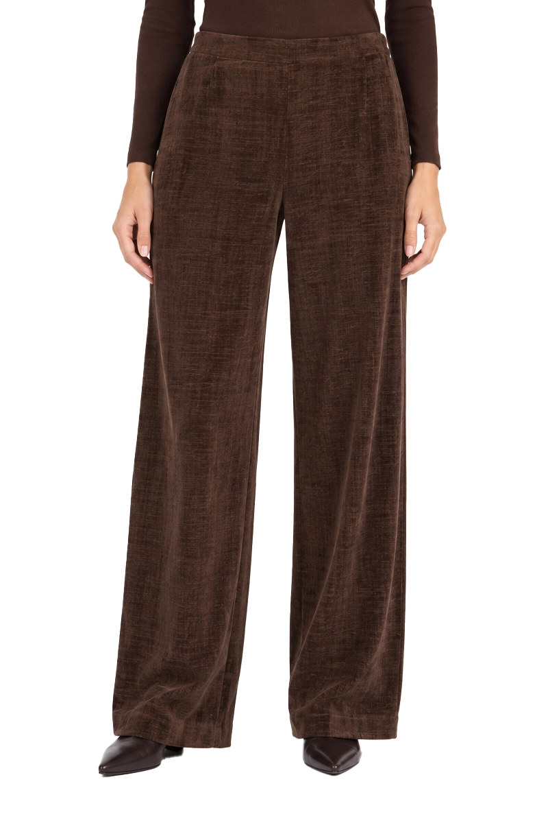 PANTALONI PALAZZO MORBIDI IN CINIGLIA DONNA MARRONE