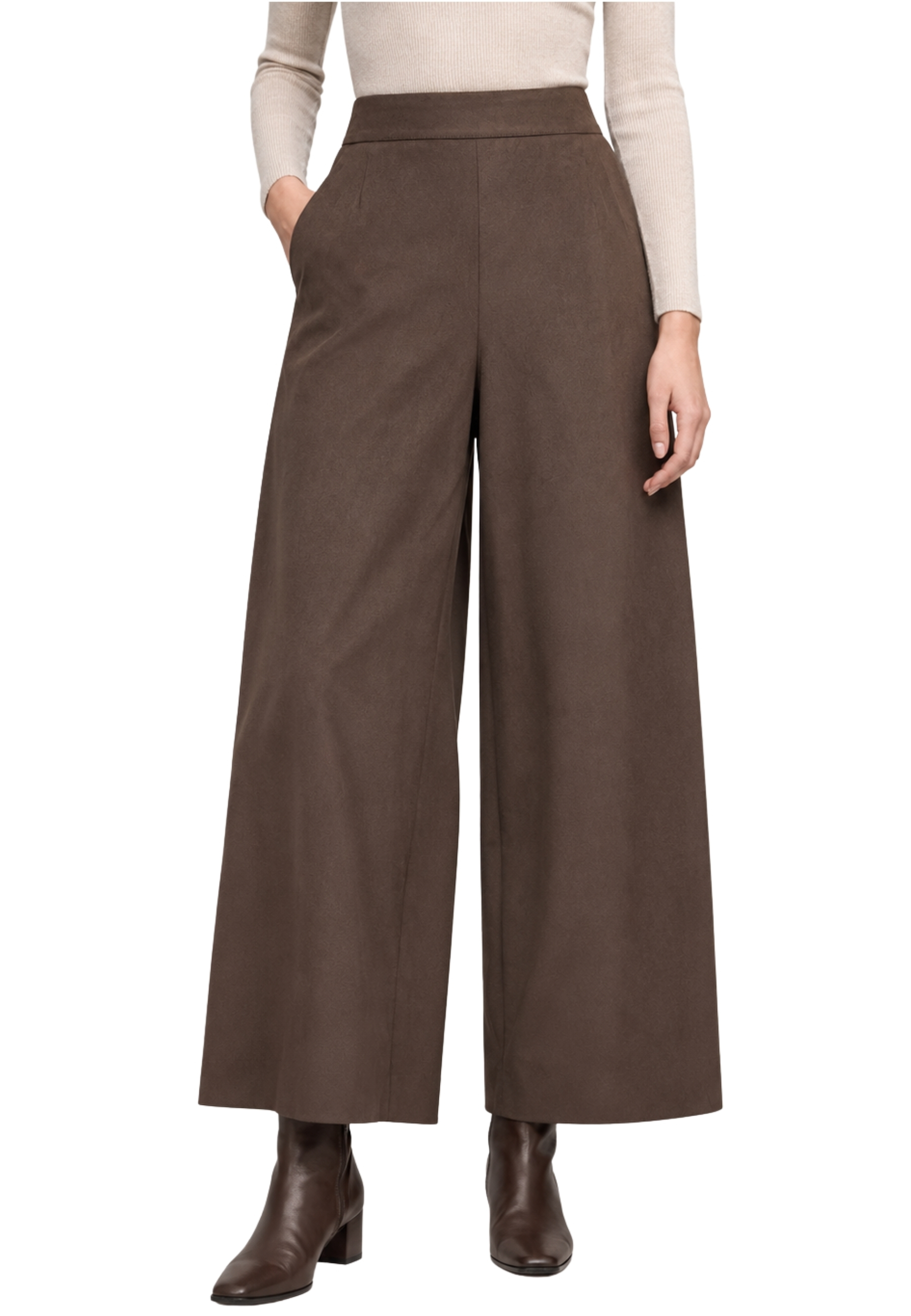 PANTALONI CROPPED SCAMOSCIATI DONNA MARRONE