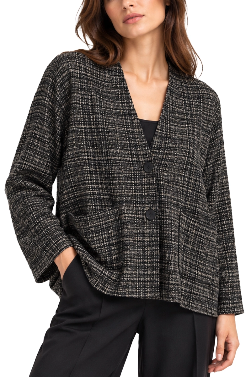 CARDIGAN A GIACCA IN TESSUTO MATERICO DONNA NERO