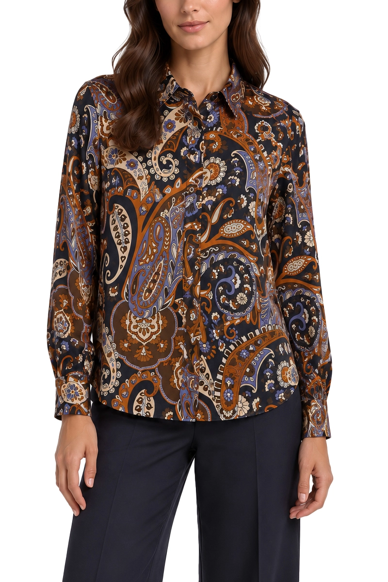 CAMICIA IN SETA  CON STAMPA FANTASIA DONNA BLU