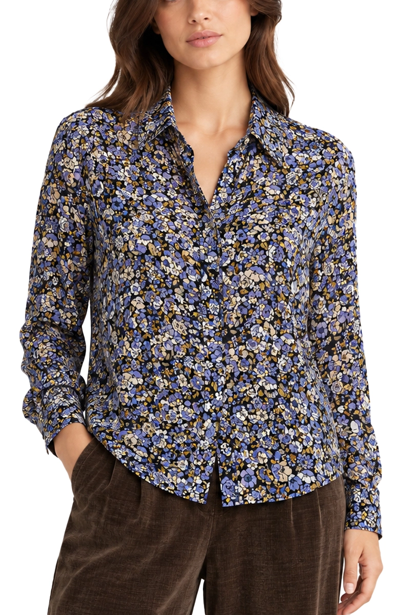 CAMICIA IN VISCOSA CON FANTASIA STAMPATA DONNA AZZURRO