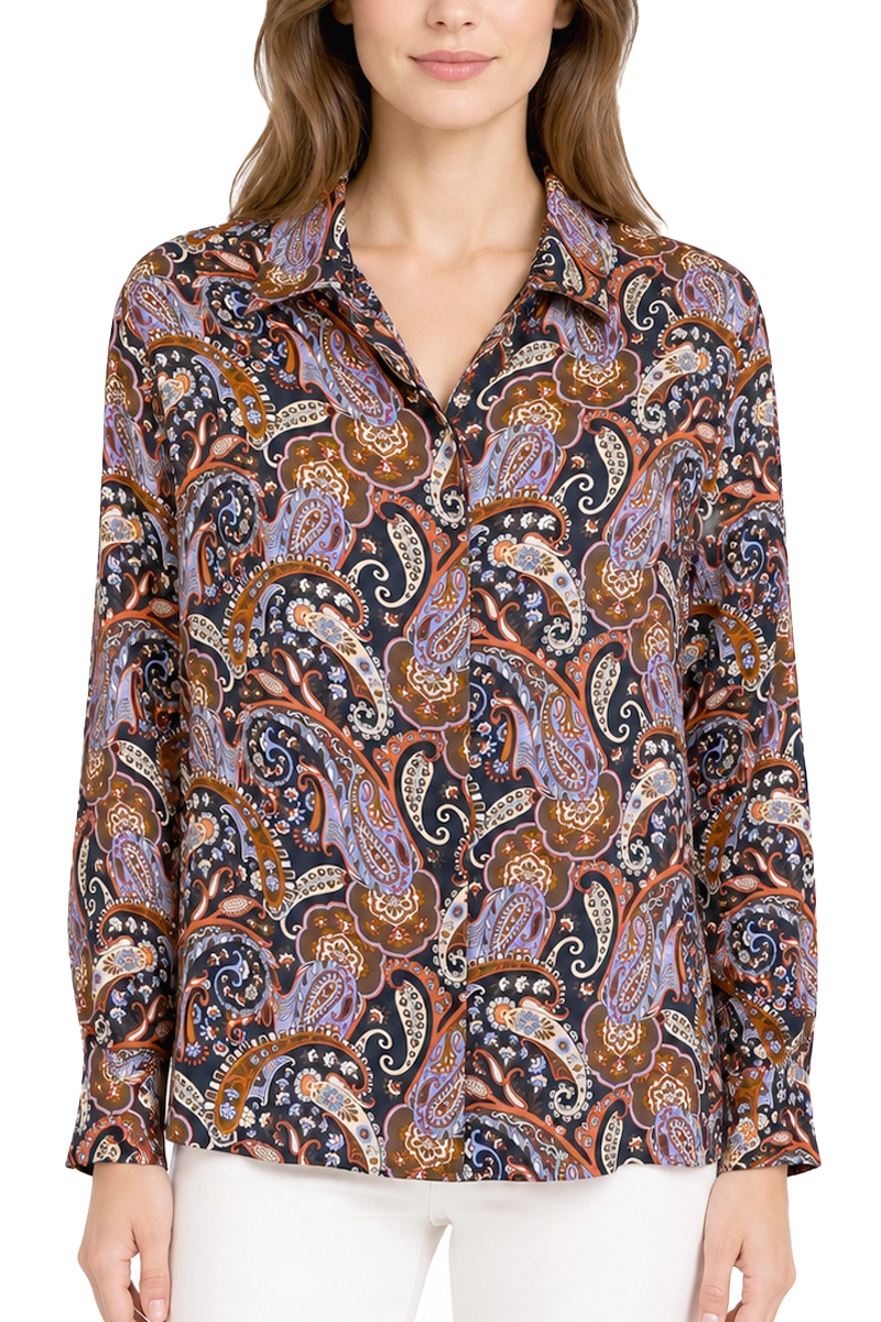 CAMICIA IN VISCOSA CON FANTASIA STAMPATA DONNA BLU