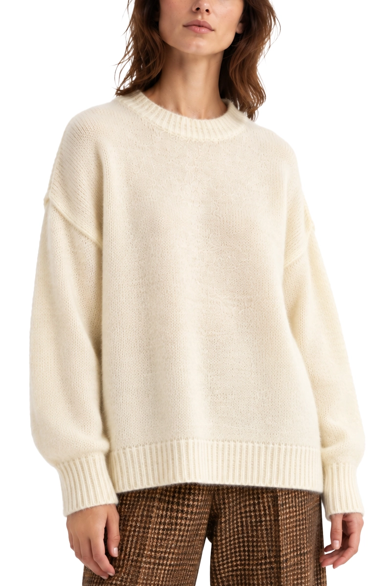 MAGLIA GIROCOLLO MORBIDA IN MISTO ALPACA DONNA AVORIO