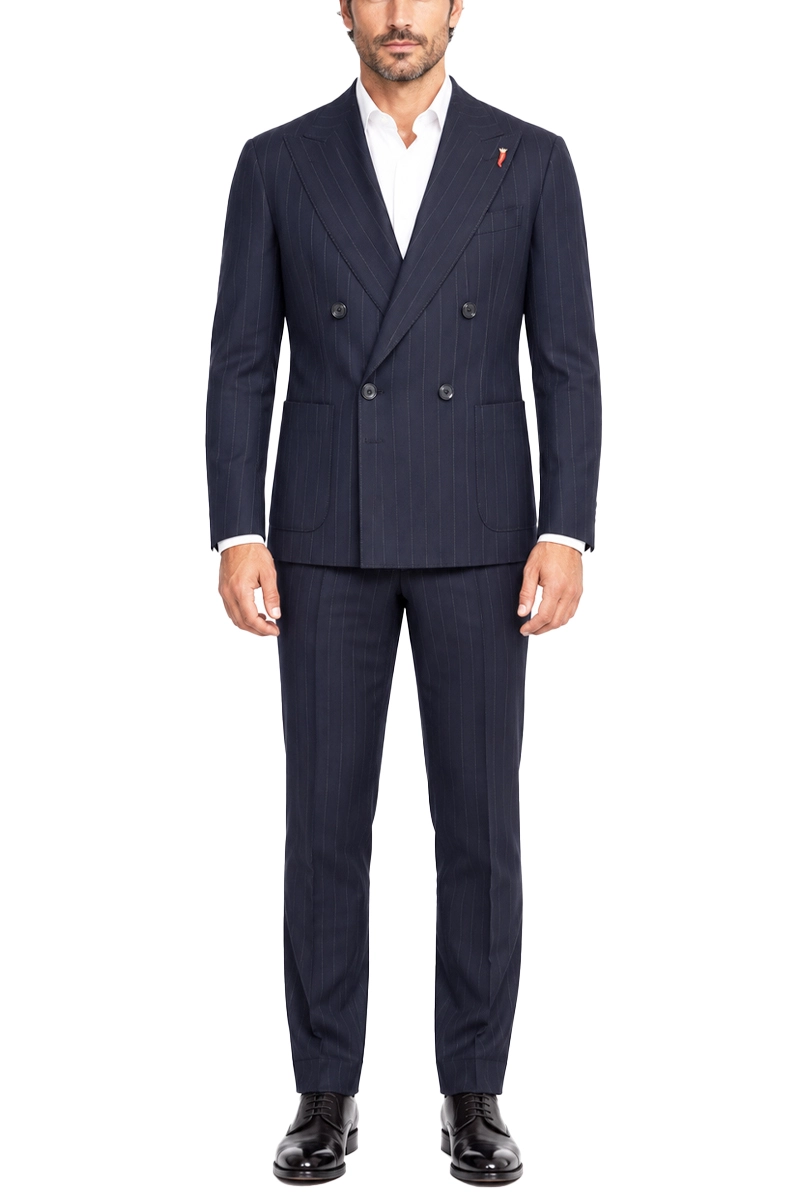 COMPLETO CON GIACCA DOPPIOPETTO GESSATO UOMO BLU