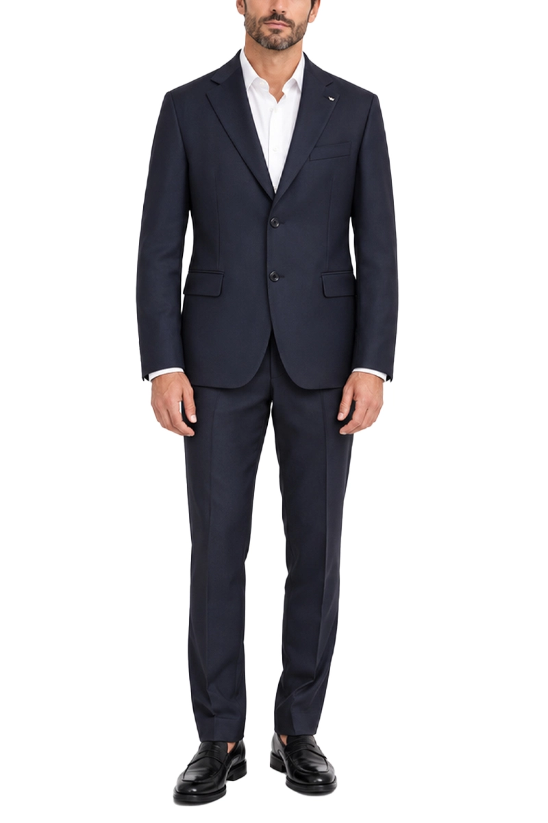 COMPLETO CON GIACCA MONOPETTO E PANTALONI IN MISTO LANA UOMO BLU