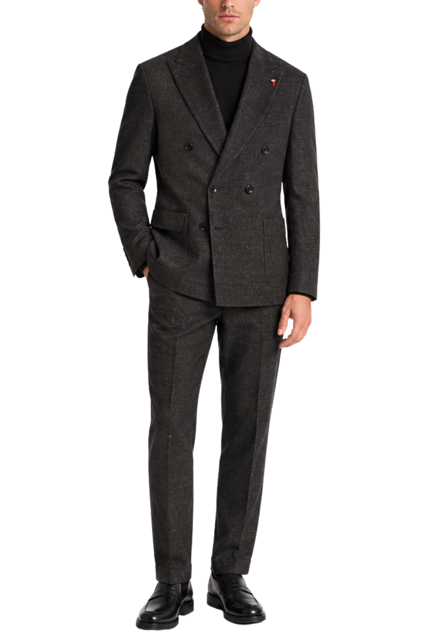 COMPLETO CON GIACCA DOPPIOPETTO PRINCE OF WALES UOMO NERO