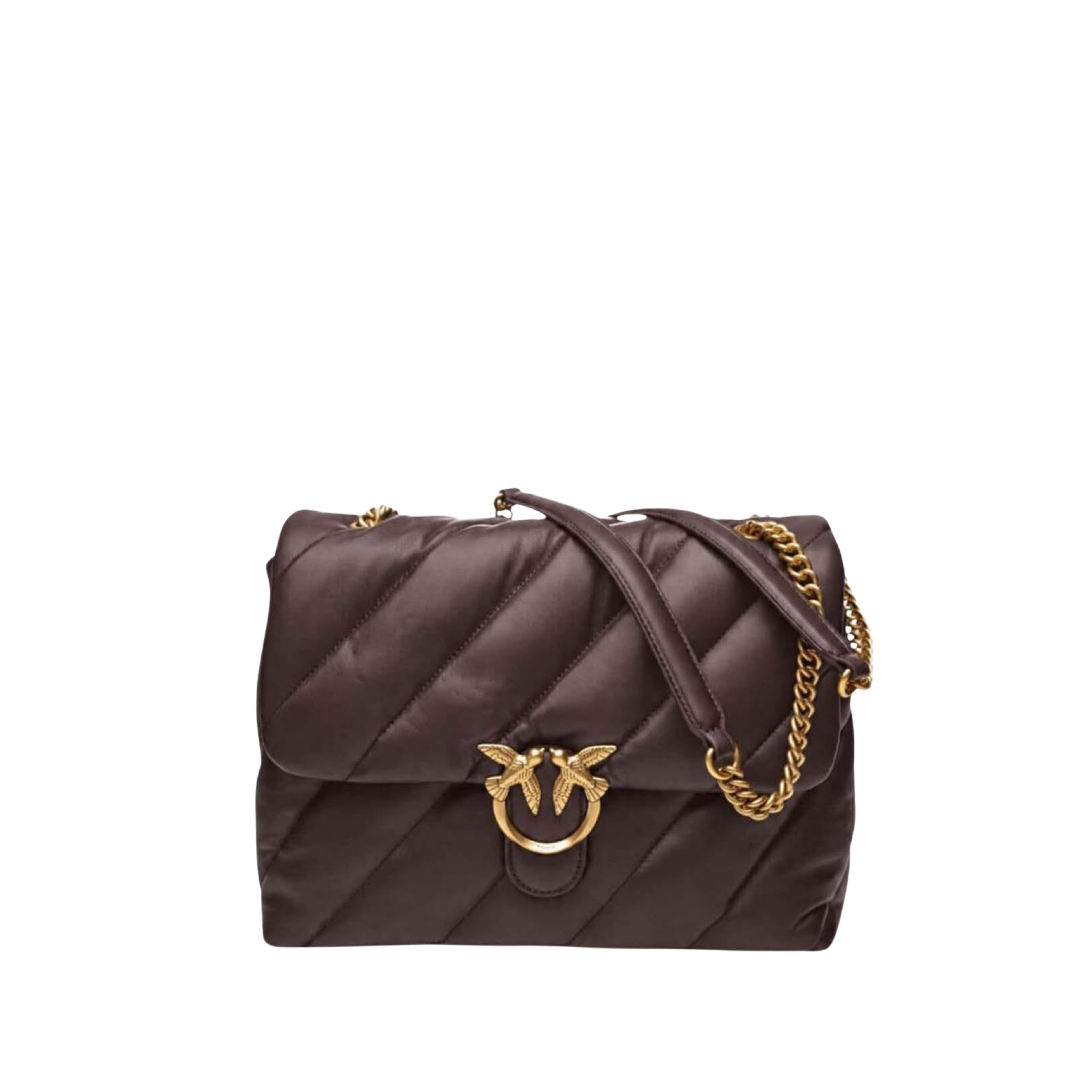 BORSA A TRACOLLA IN PELLE TRAPUNTATA CON CATENA DONNA MARRONE