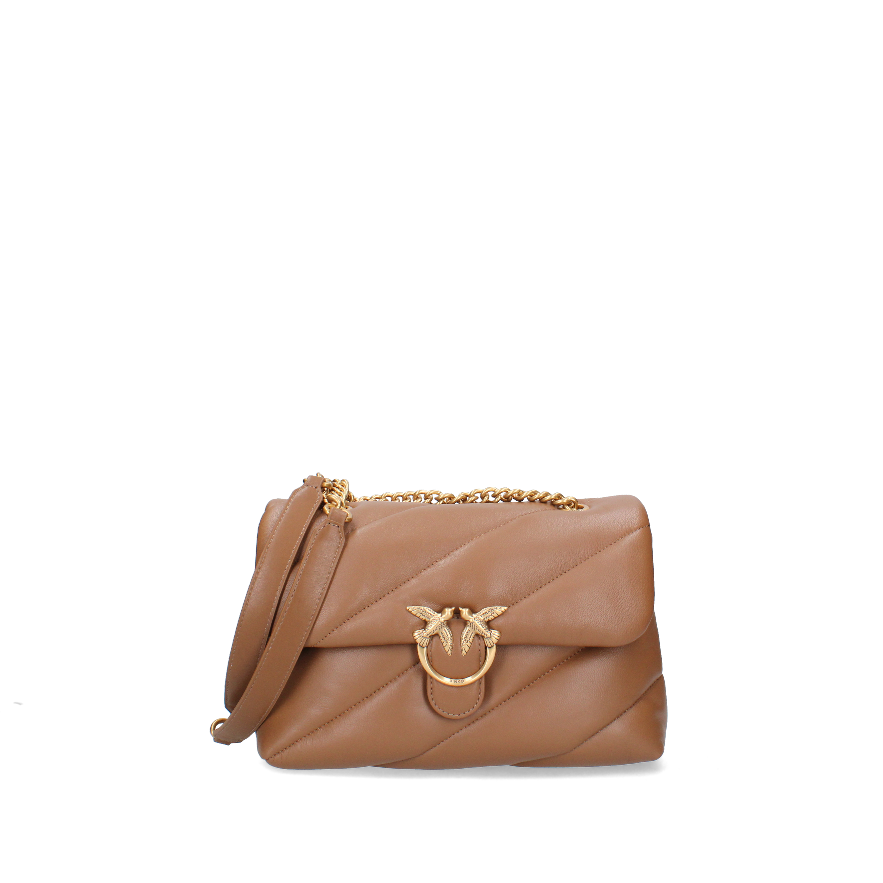 BORSA A TRACOLLA CON TRAPUNTATURA DONNA MARRONE