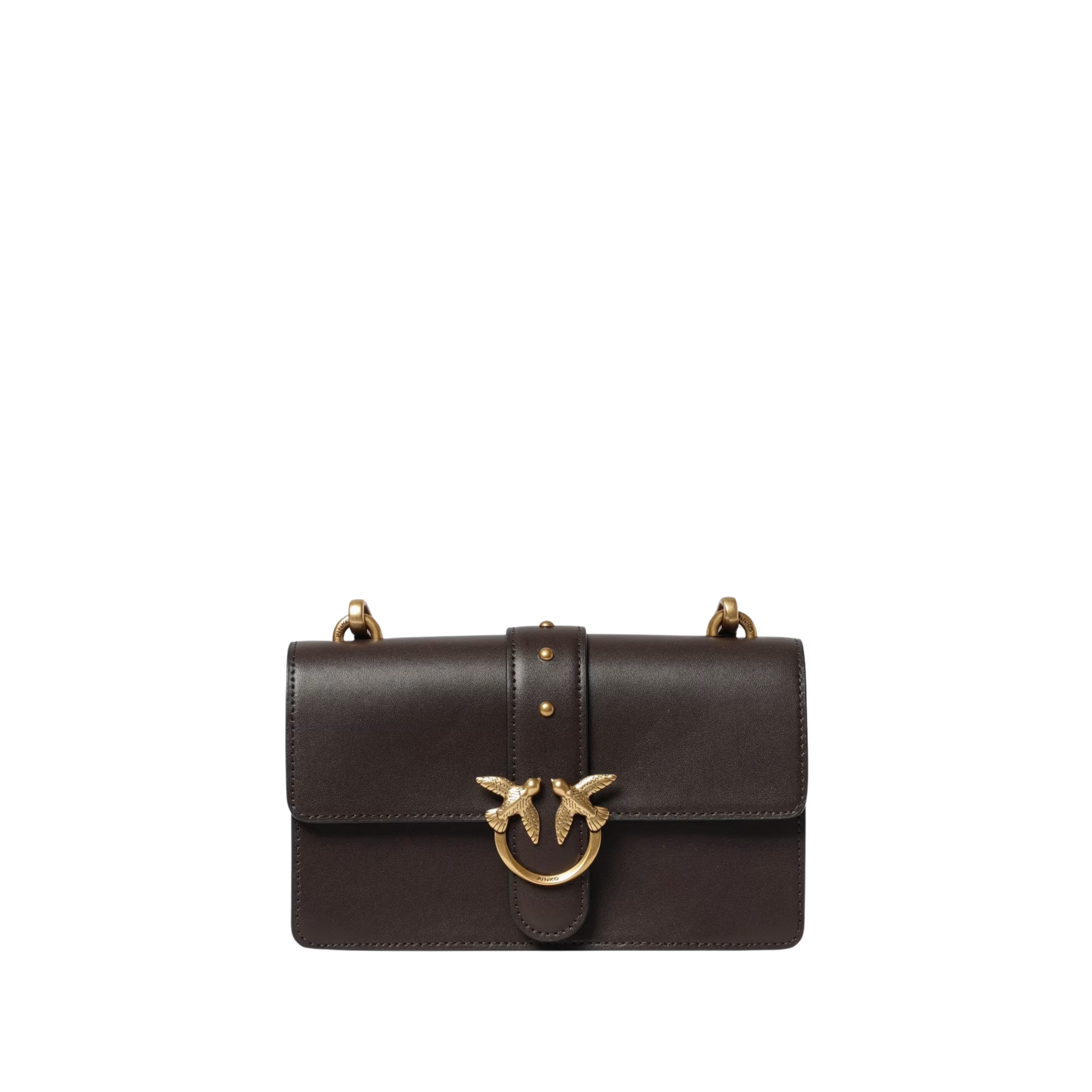 BORSA A TRACOLLA IN PELLE CON BORCHIE DONNA MARRONE