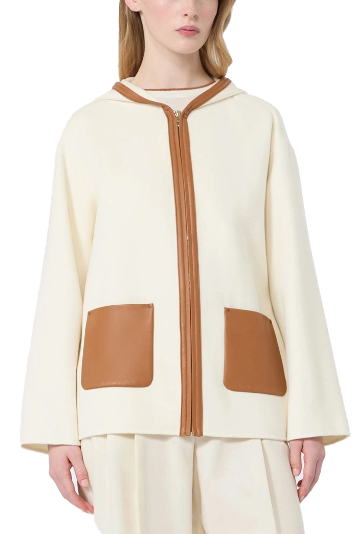 GIACCONE CORTO CON CAPPUCCIO IN LANA CASHMERE E SETA DONNA