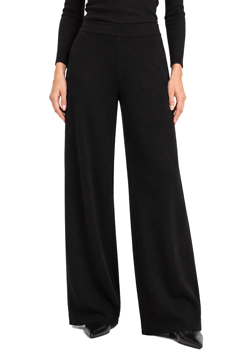 PANTALONI PALAZZO IN MAGLIA DONNA NERO
