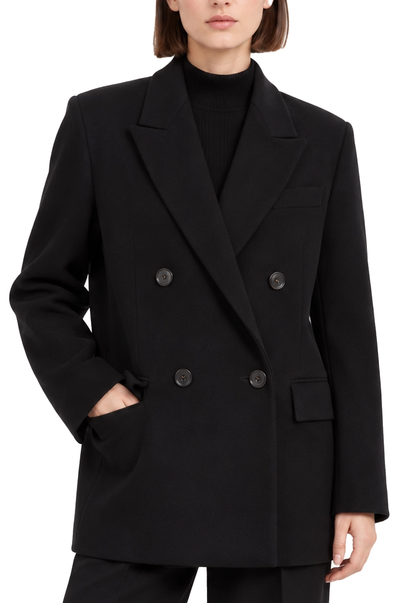 BLAZER DOPPIOPETTO OVERSIZE IN PURA LANA DONNA NERO