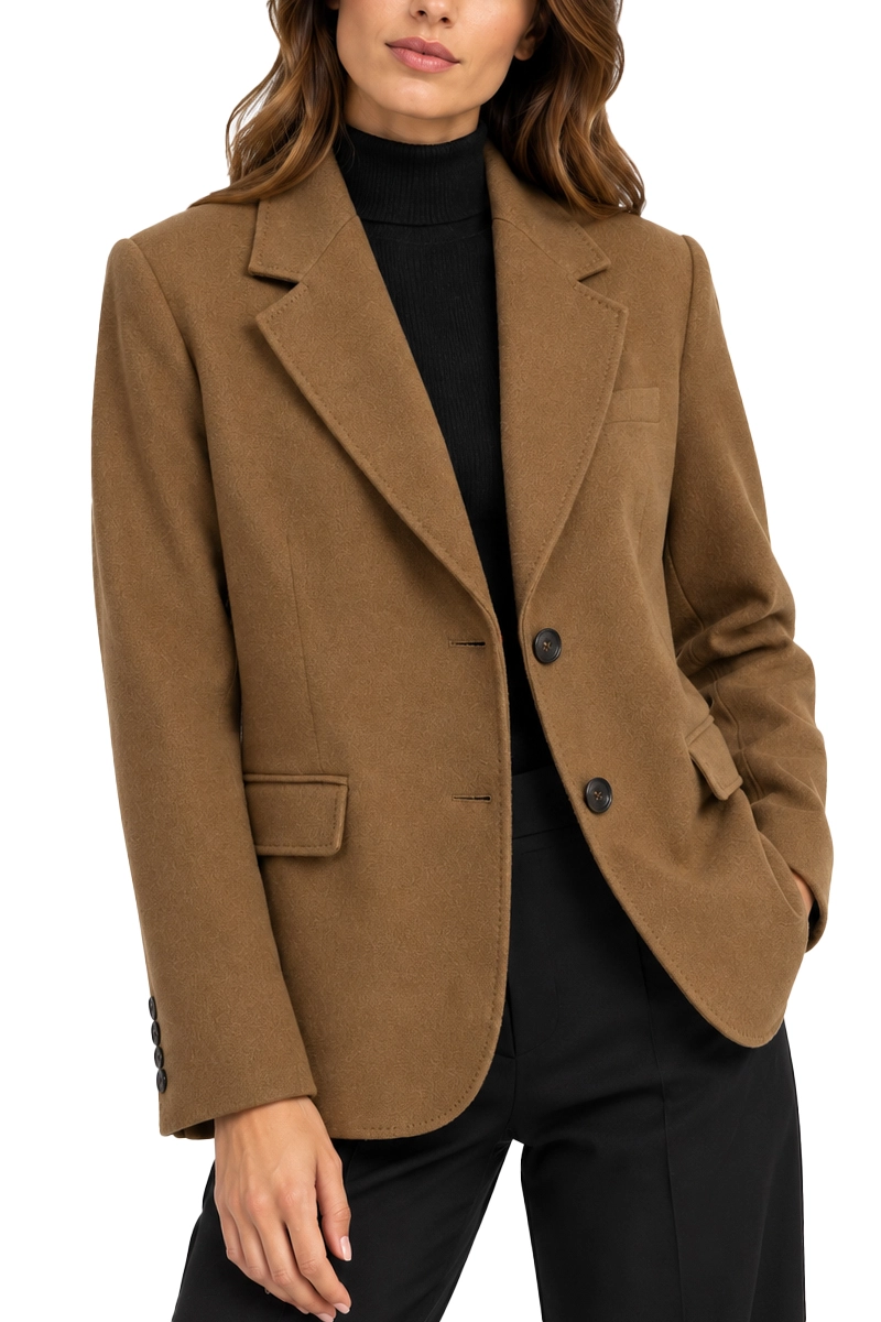 BLAZER MONOPETTO IN PURA LANA LEGGERA DONNA MARRONE