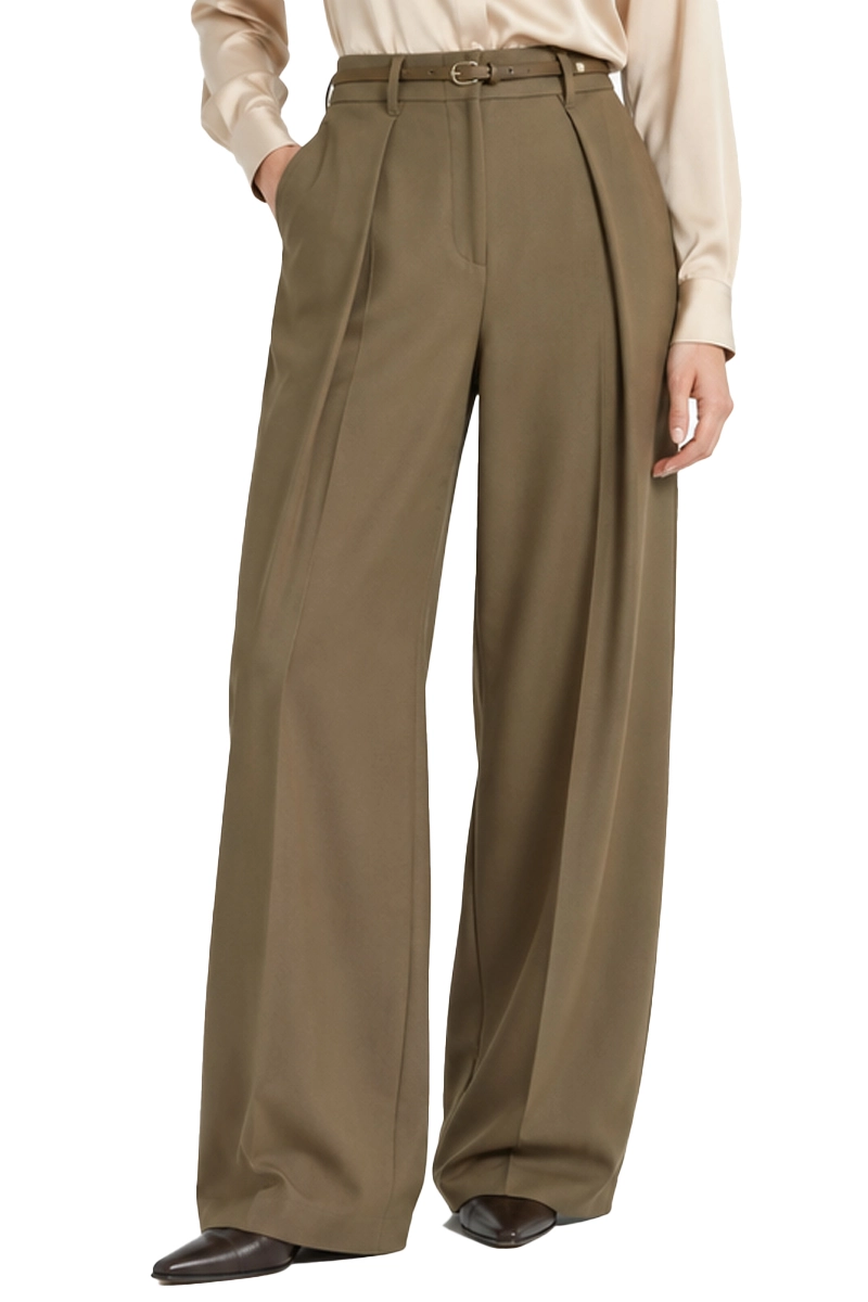 PANTALONE PALAZZO CON LISTINO ALTO IN VITA DONNA MARRONE