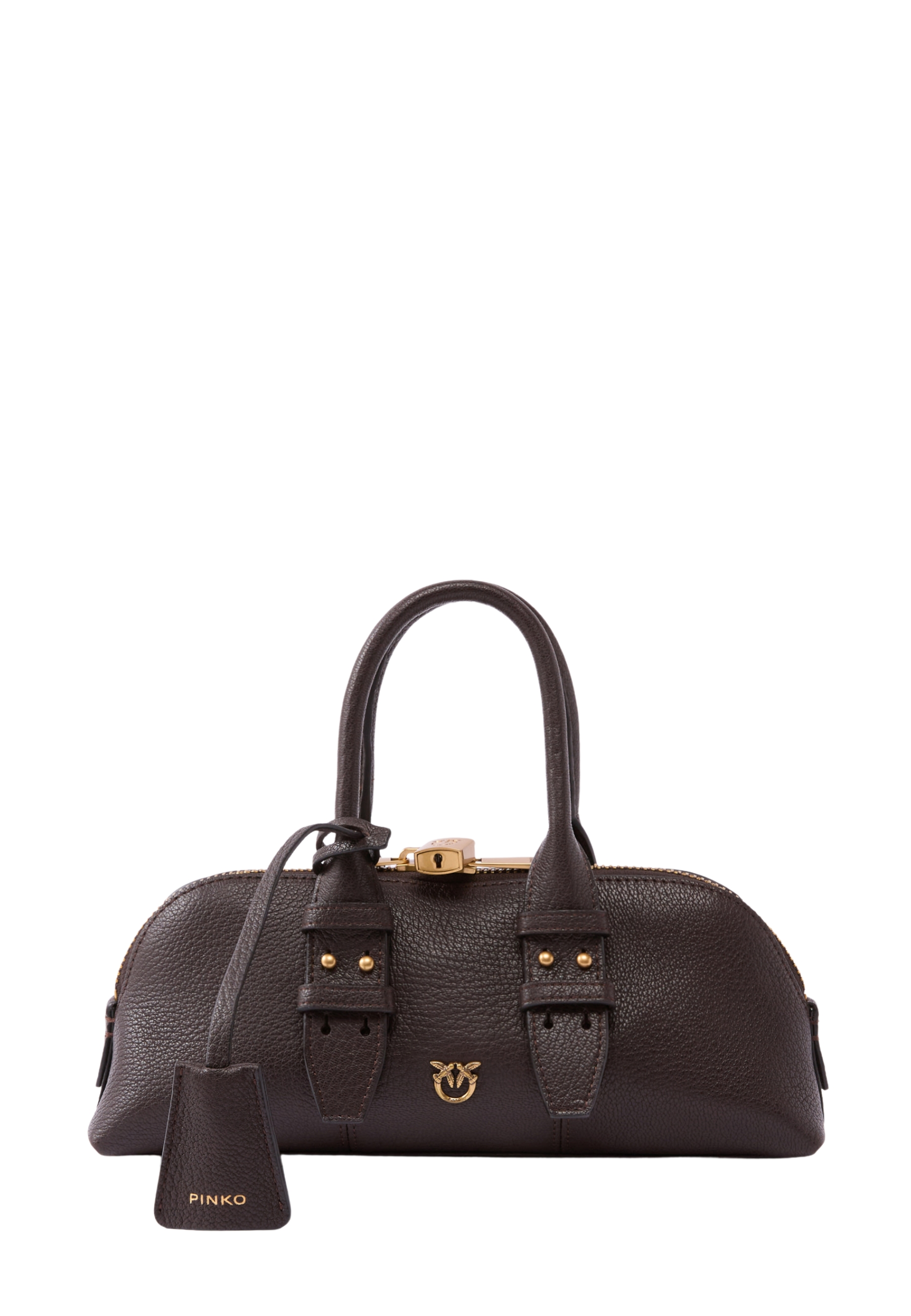 BORSA A MANO BOWLING IN PELLE CON DOPPIO MANICO DONNA MARRONE