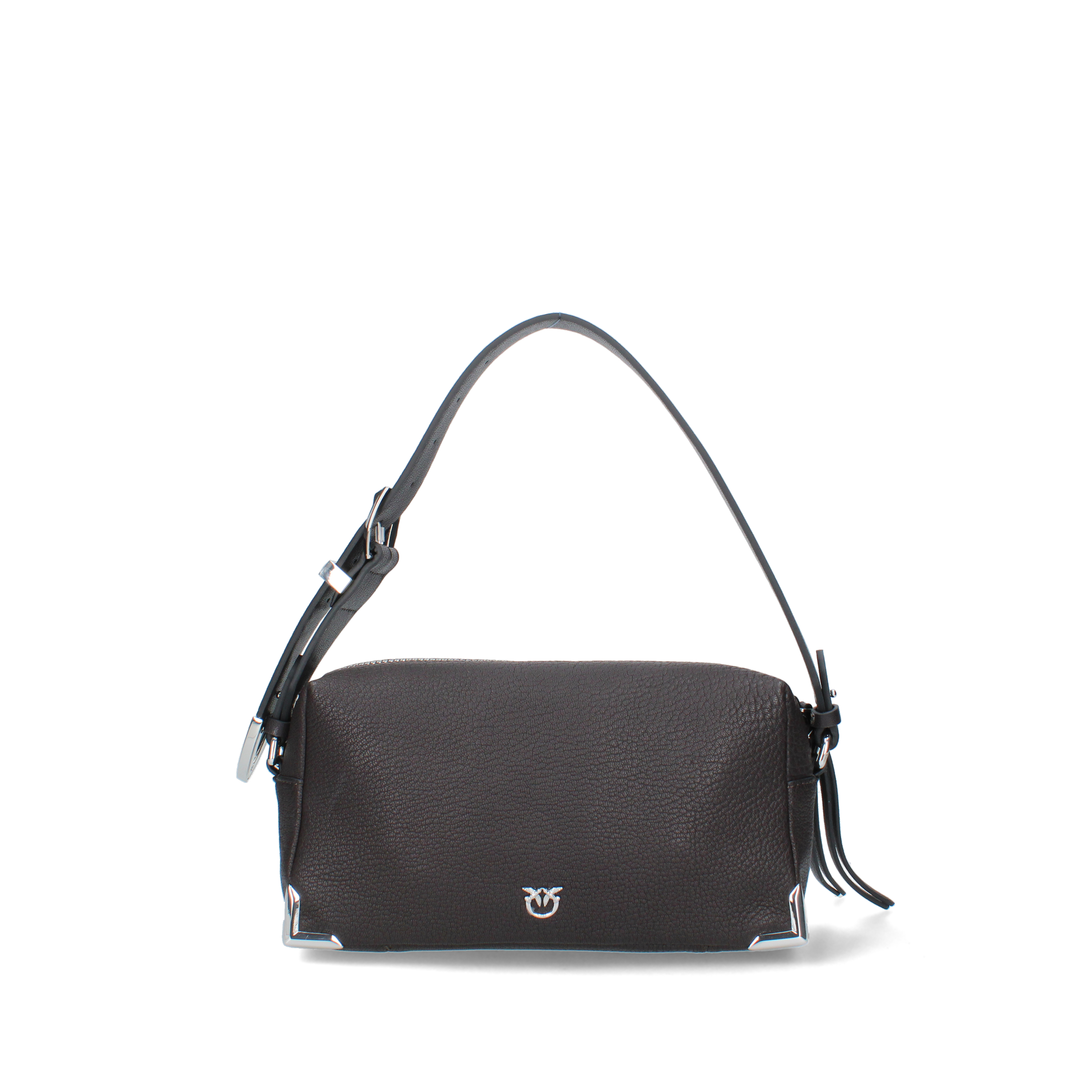 BORSA A SPALLA BAULETTO IN PELLE CON DUE TRACOLLE DONNA MARRONE