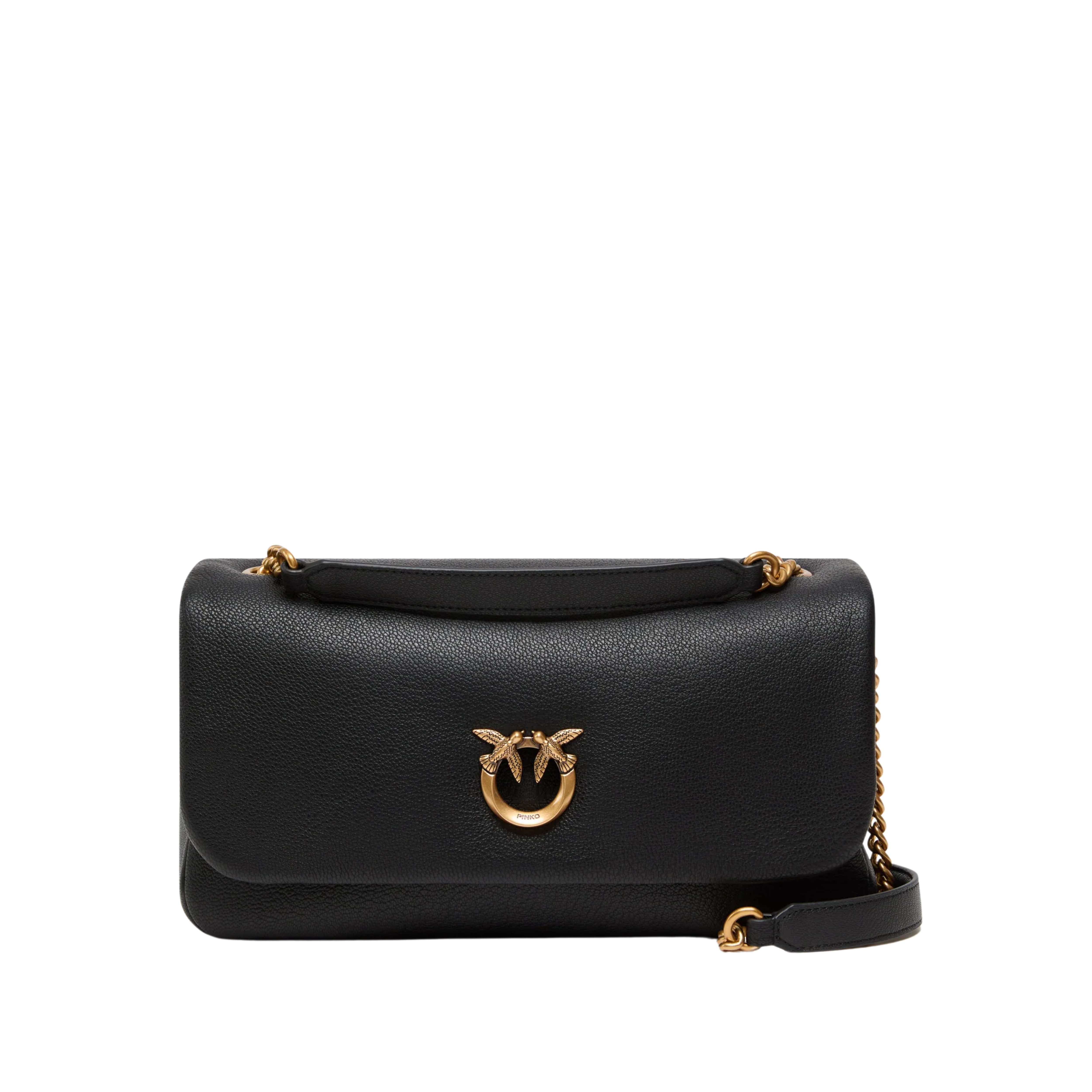BORSA A TRACOLLA MEDIA IN PELLE CON CATENA DONNA NERO