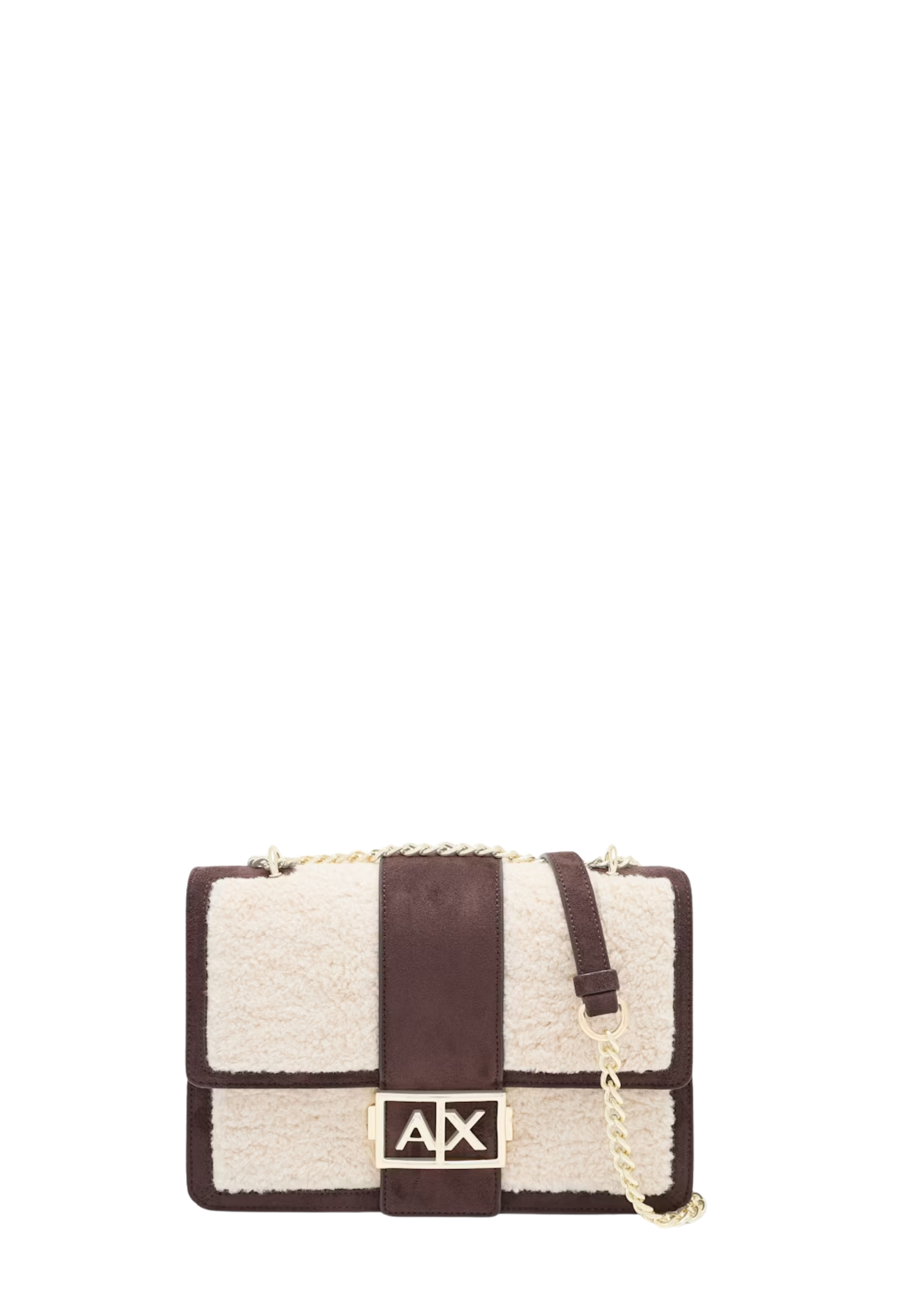 BORSA A TRACOLLA MESSENGER IN TEDDY DONNA PANNA E MARRONE
