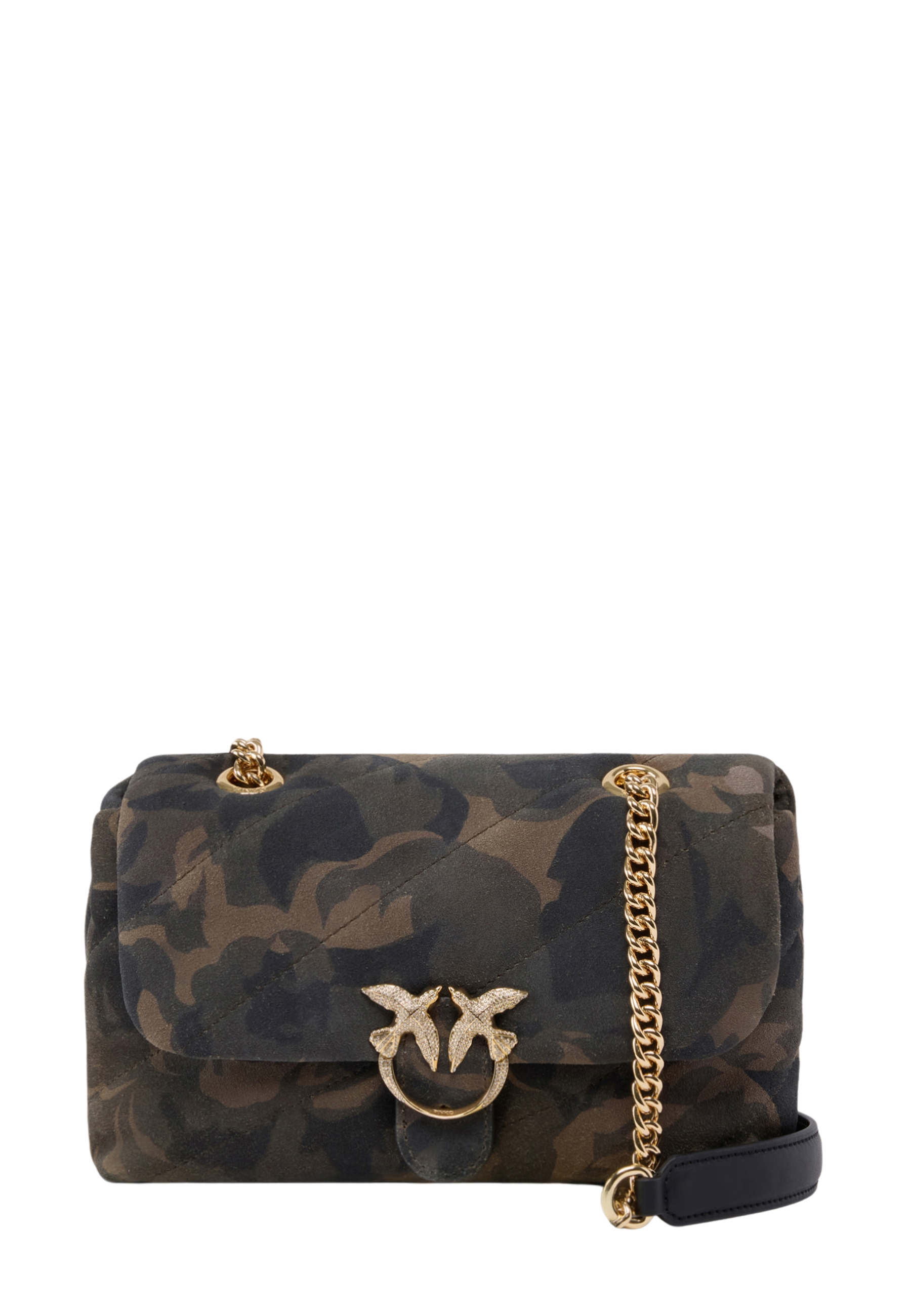 BORSA A SPALLA LOVE PUFF MINI IN PELLE SCAMOSCIATA CAMOUFLAGE DONNA VERDE