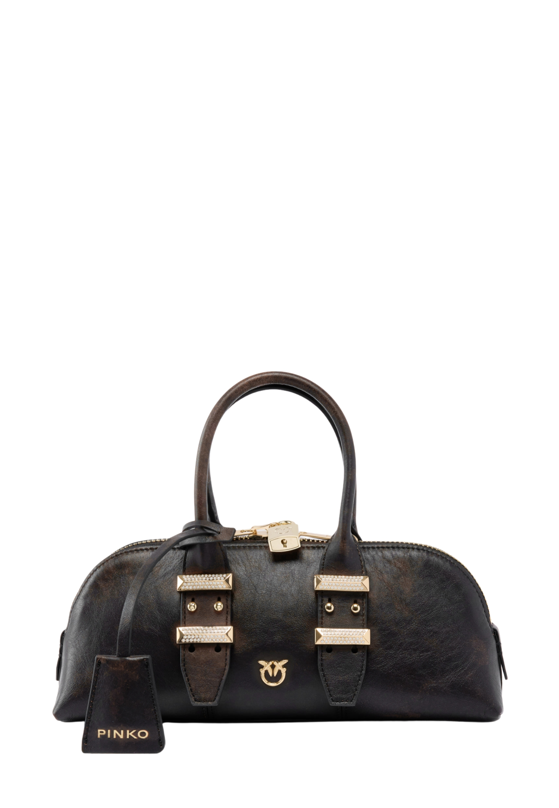 BORSA A MANO BOWLING IN PELLE CON TRACOLLA DONNA MARRONE SCURO
