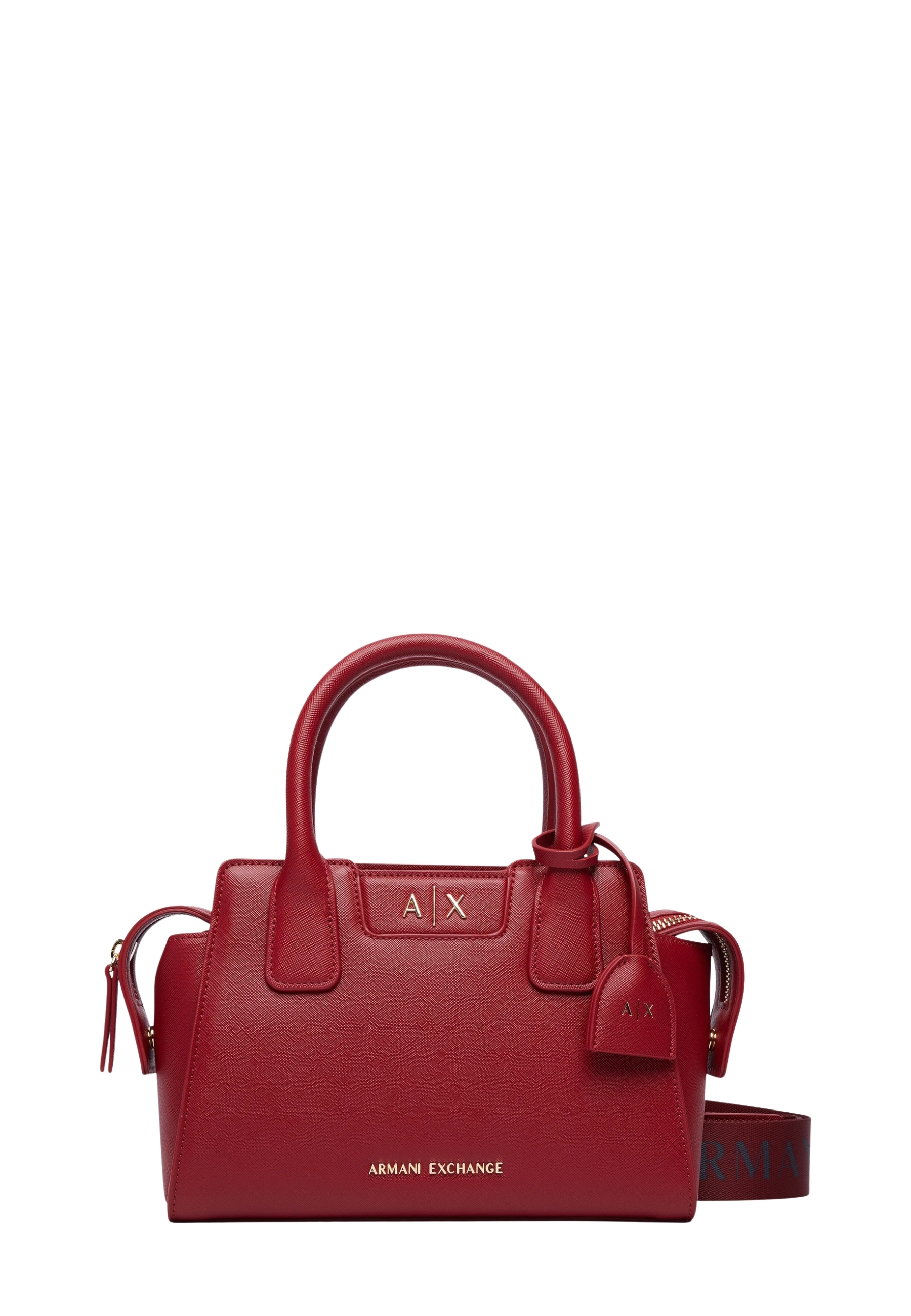 SHOPPING BAG COMPATTA EFFETTO SAFFIANO CON TRACOLLA DONNA ROSSA