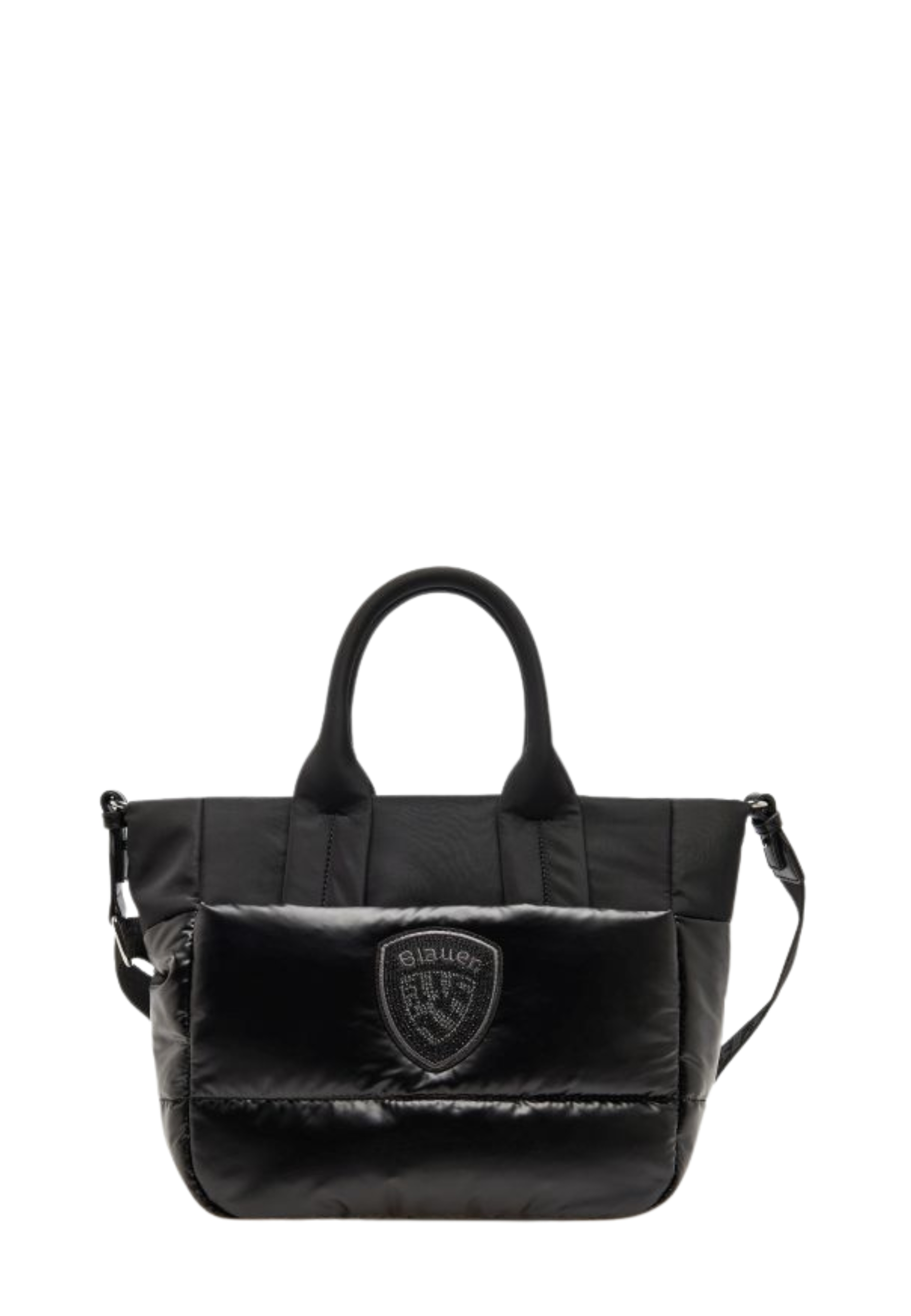 BORSA SHOPPING TRAPUNTATA CON LOGO DONNA NERO