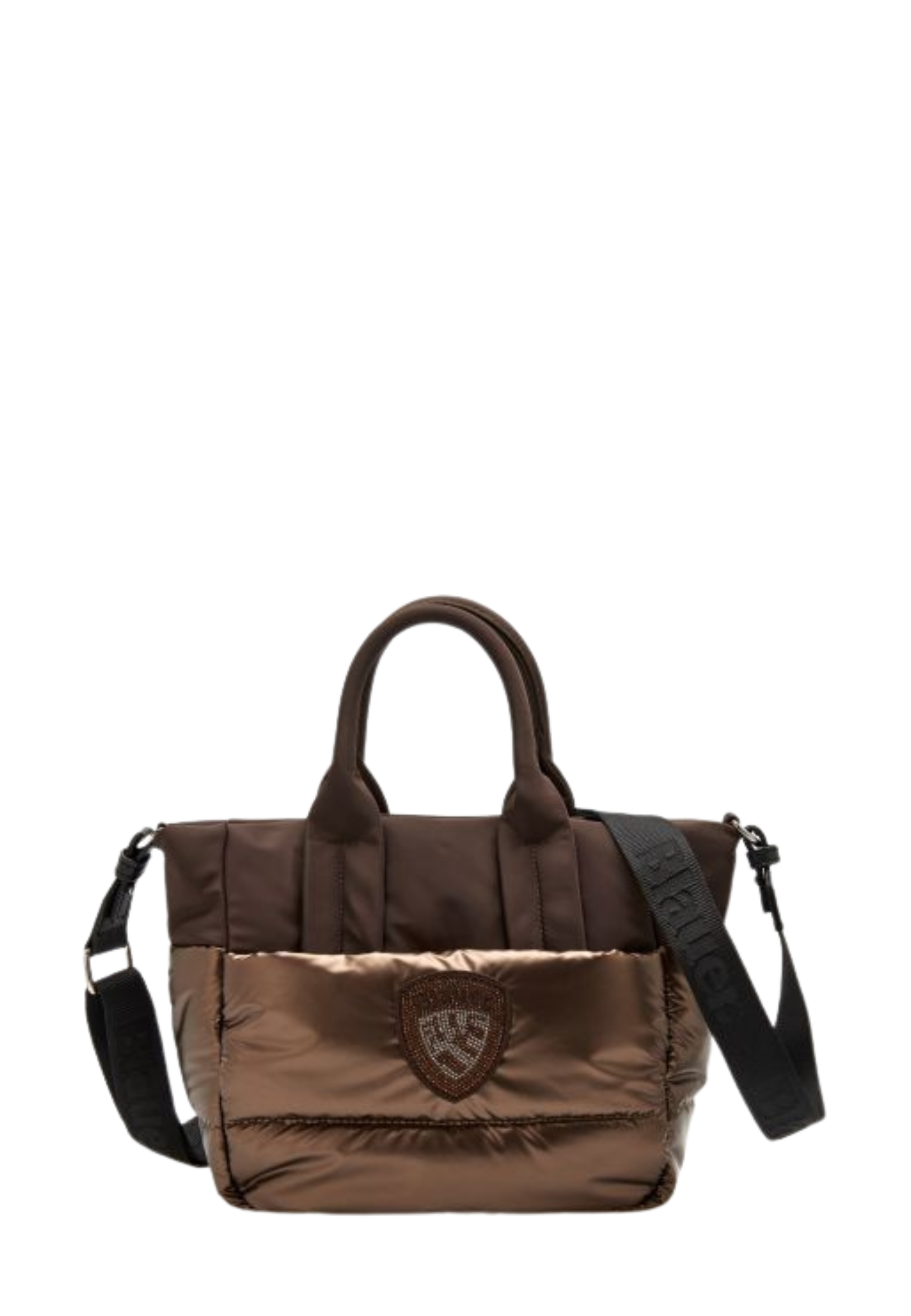 BORSA SHOPPING TRAPUNTATA CON LOGO DONNA MARRONE
