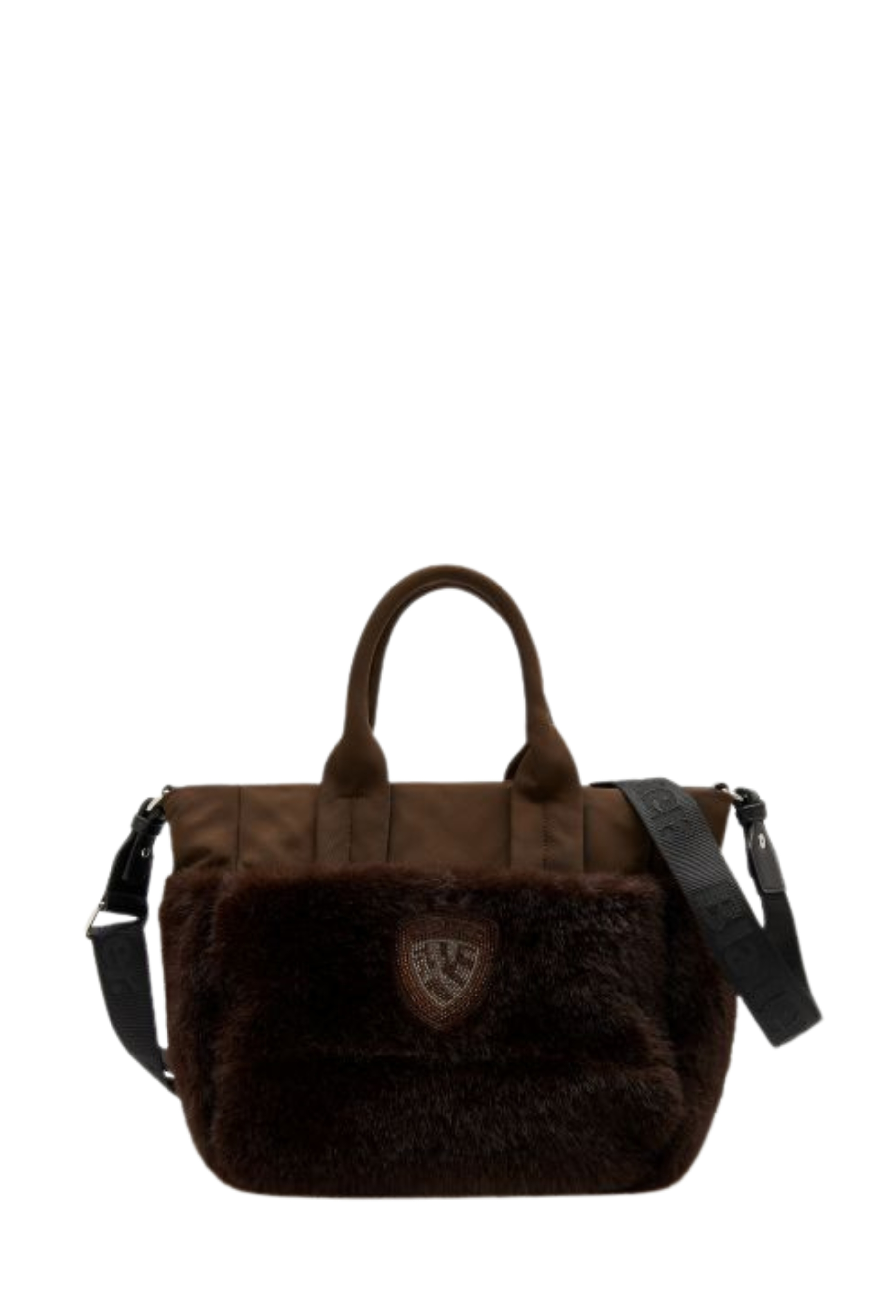 BORSA SHOPPING CON LOGO STRASS DONNA MARRONE