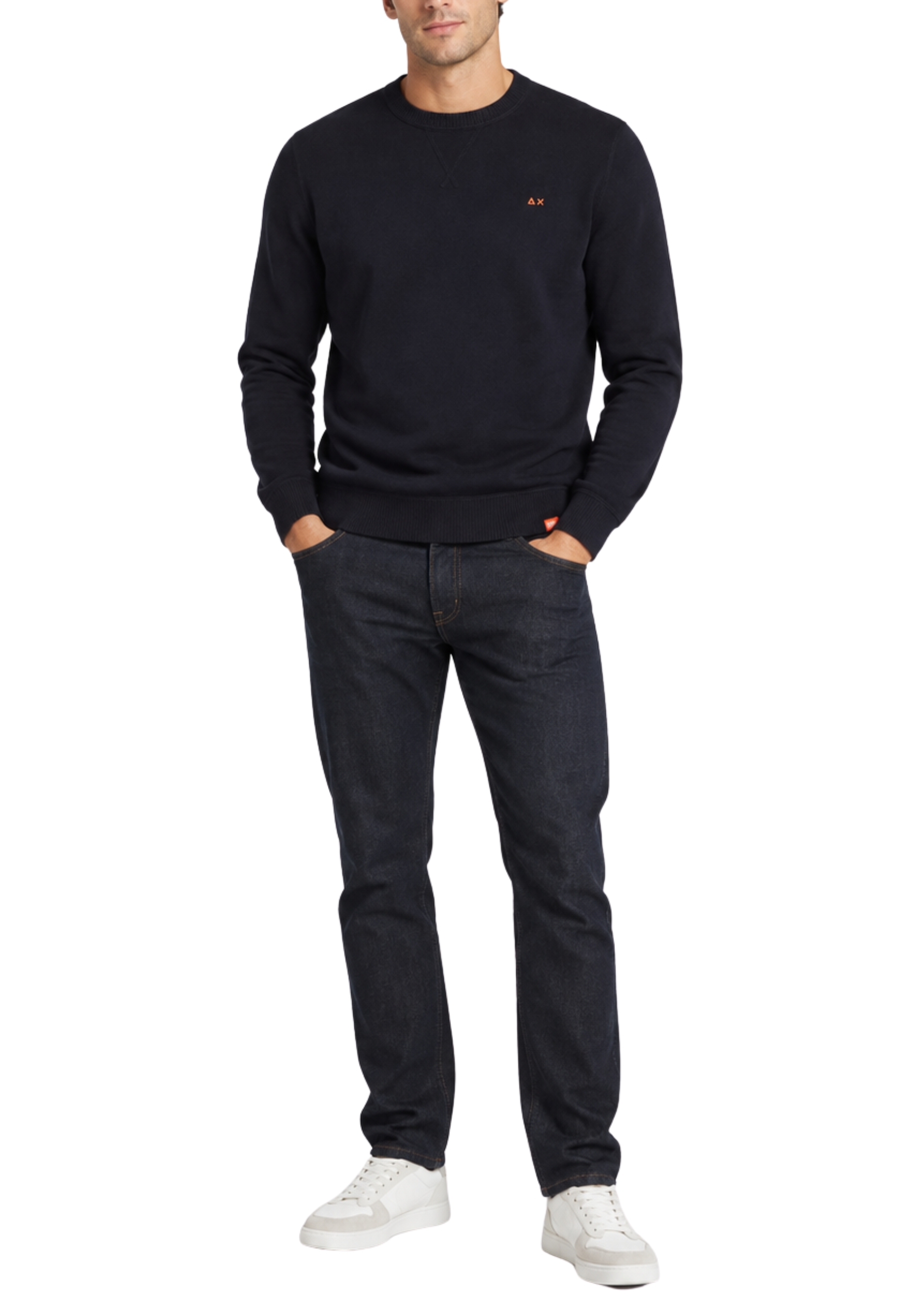 MAGLIA GIROCOLLO IN LANA E COTONE UOMO BLU