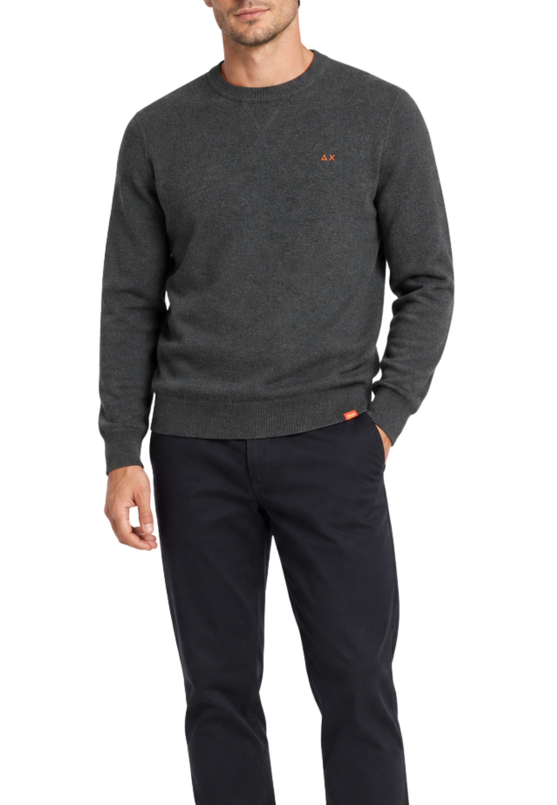 MAGLIA GIROCOLLO IN LANA E COTONE UOMO GRIGIO