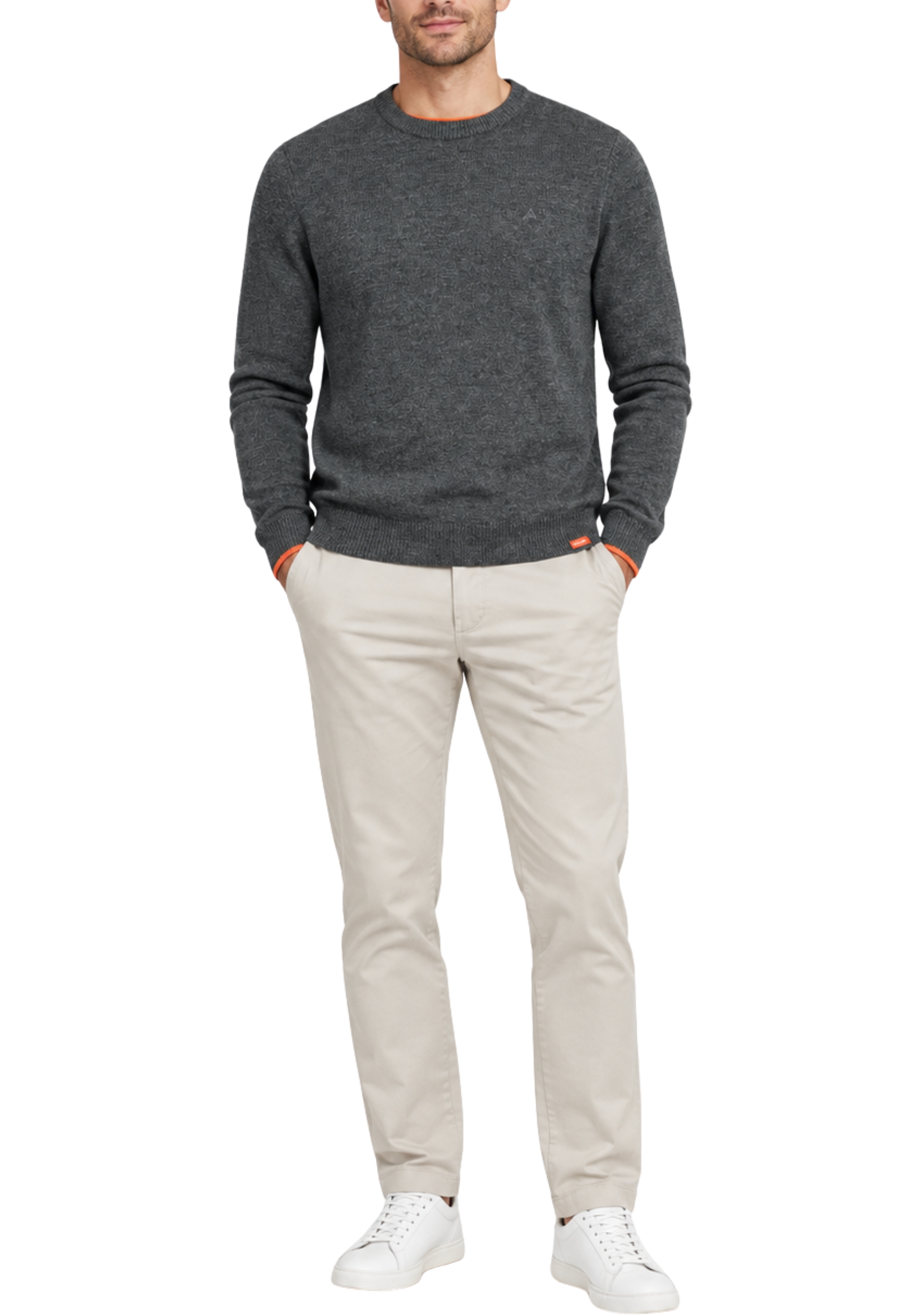 MAGLIA GIROCOLLO IN LANA E CASHMERE UOMO GRIGIO