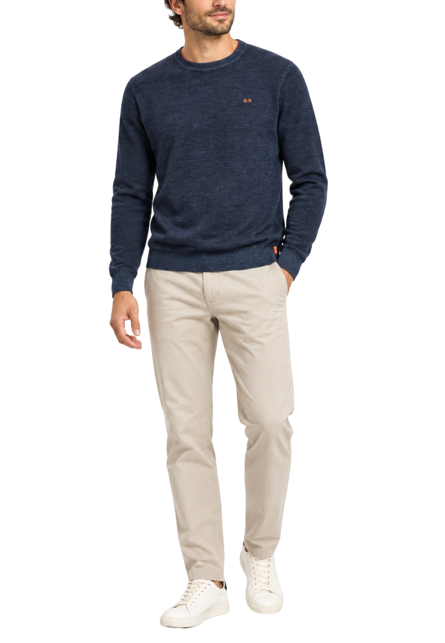 MAGLIA GIROCOLLO IN LANA EFFETTO VINTAGE UOMO BLU NAVY