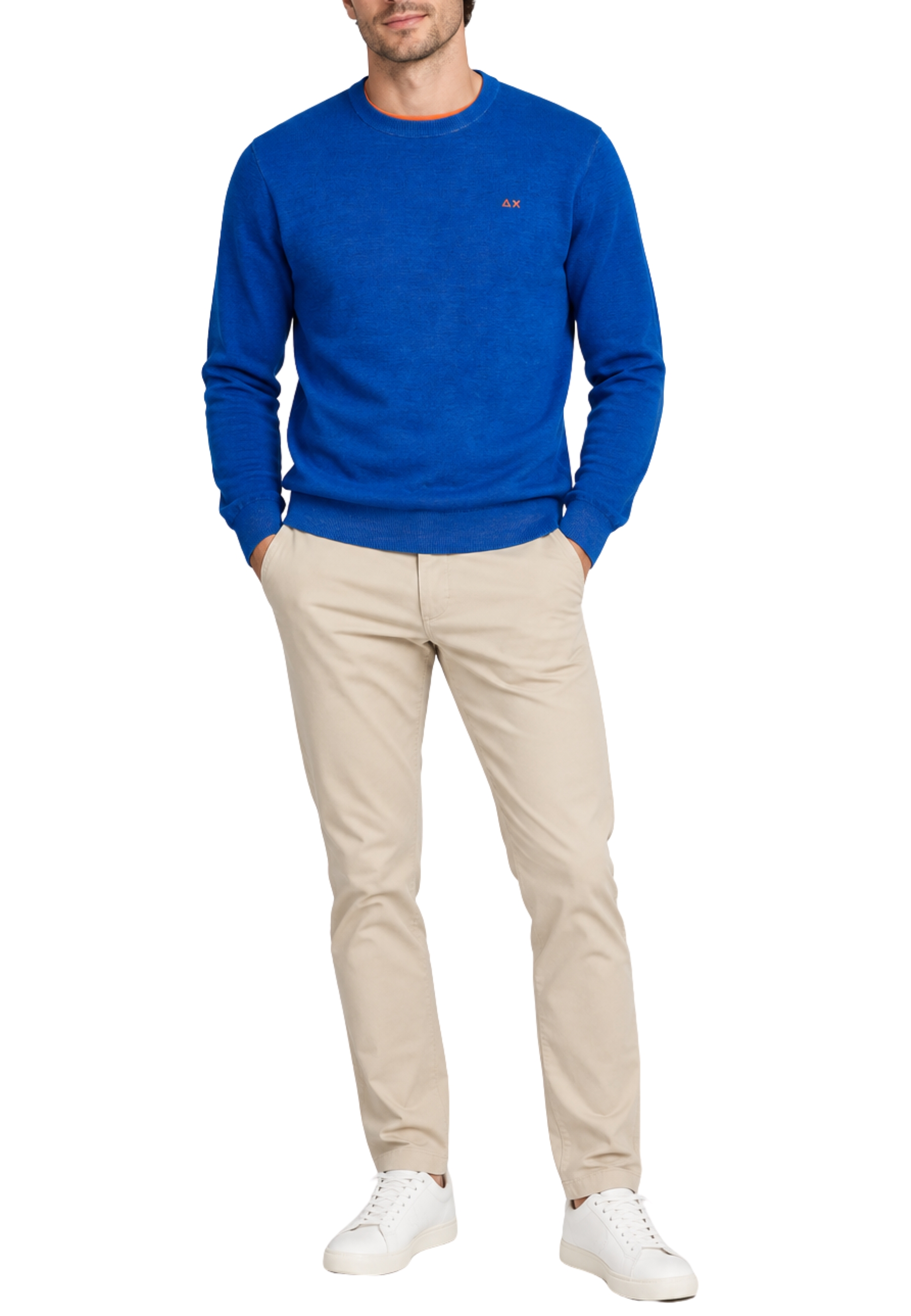 MAGLIA GIROCOLLO IN LANA EFFETTO VINTAGE UOMO BLU