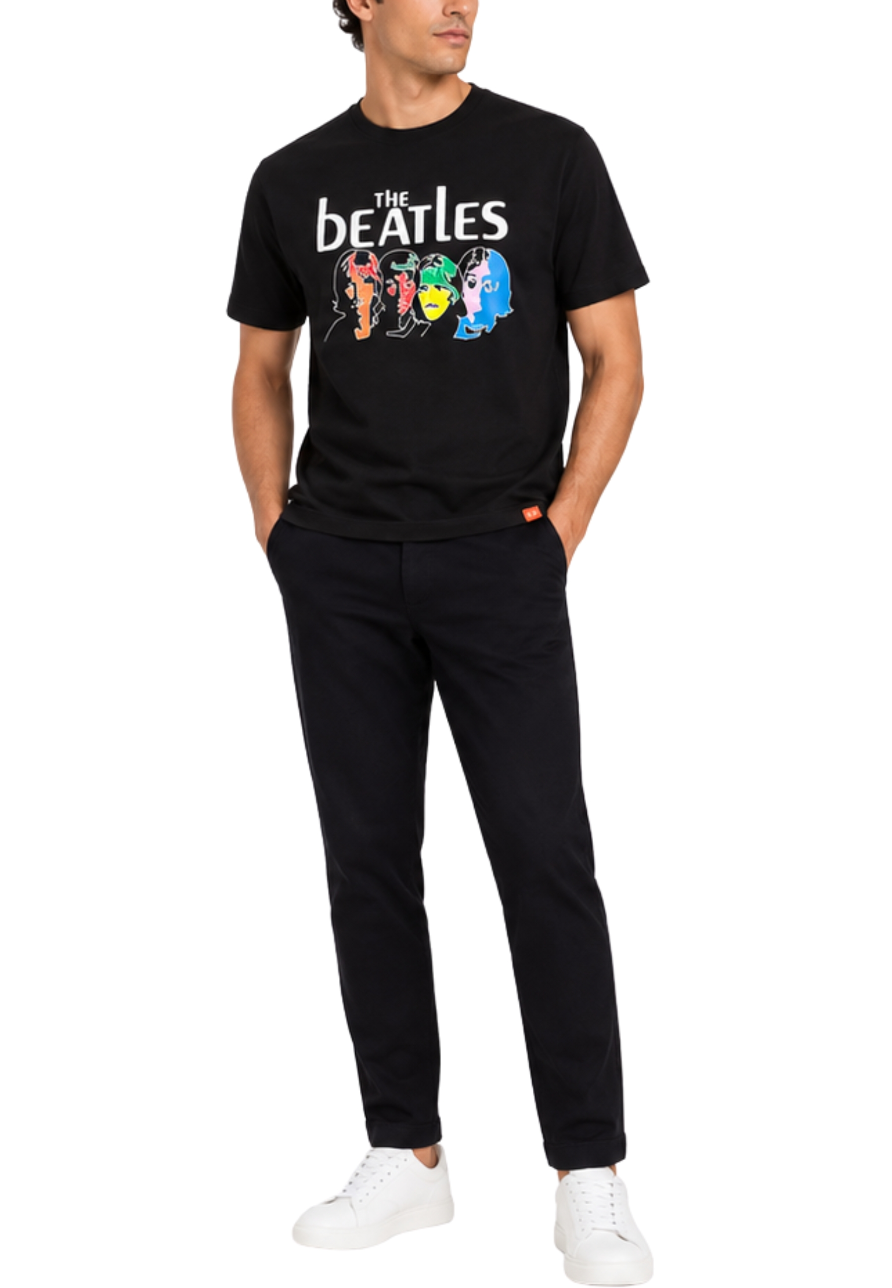 T-SHIRT MANICA CORTA CON STAMPA UOMO NERO