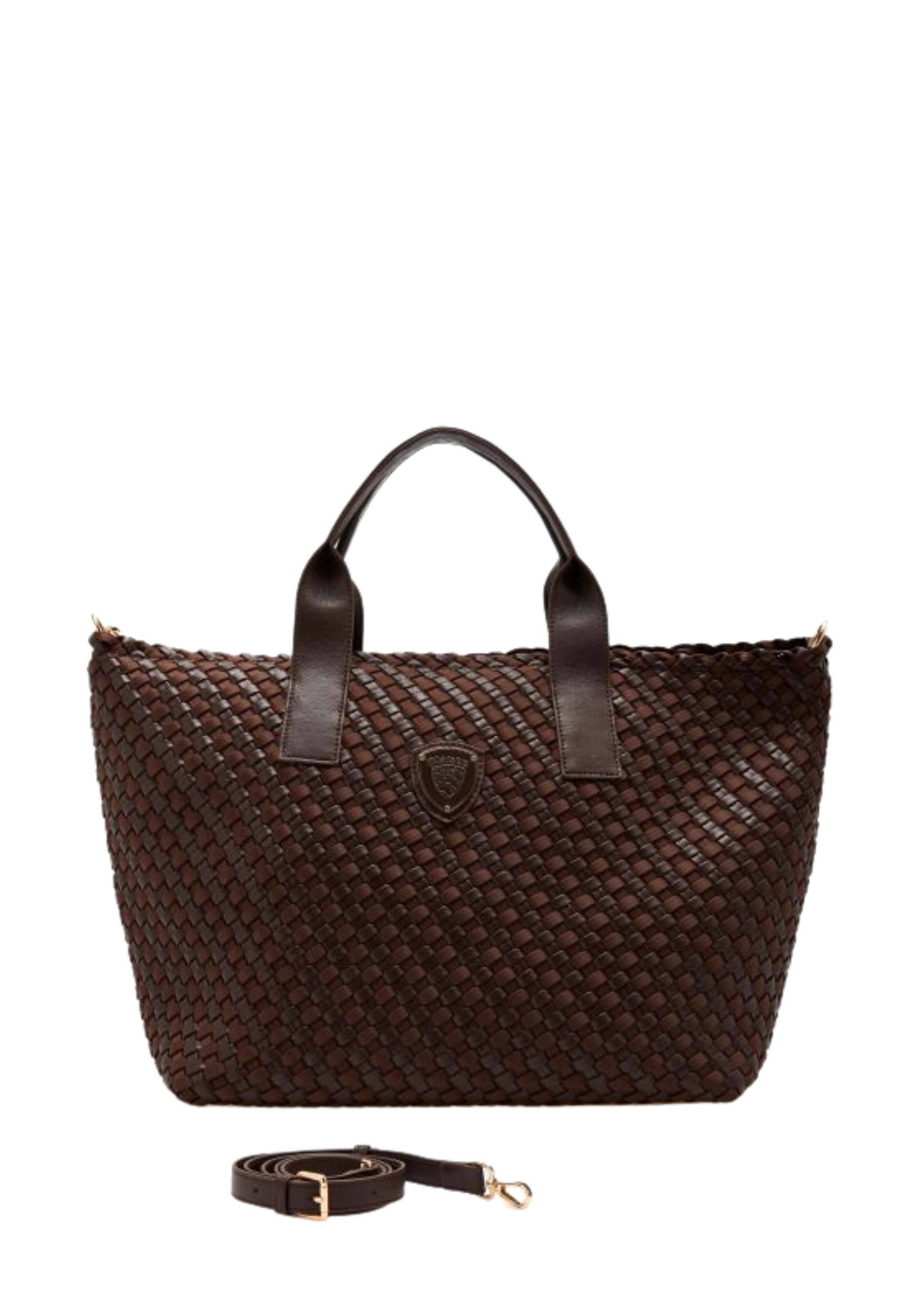 BORSA SHOPPING INTRECCIATA DONNA MARRONE