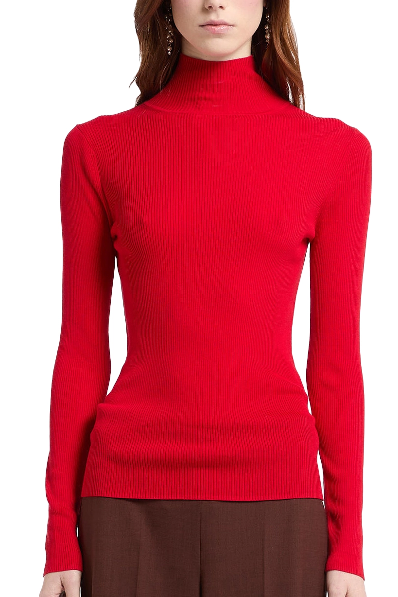 MAGLIA DOLCEVITA A COSTE IN MISTO LANA DONNA ROSSO